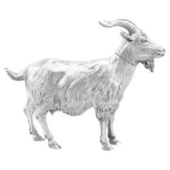 Antique German Sterling Silver Goat Sugar Box 1901