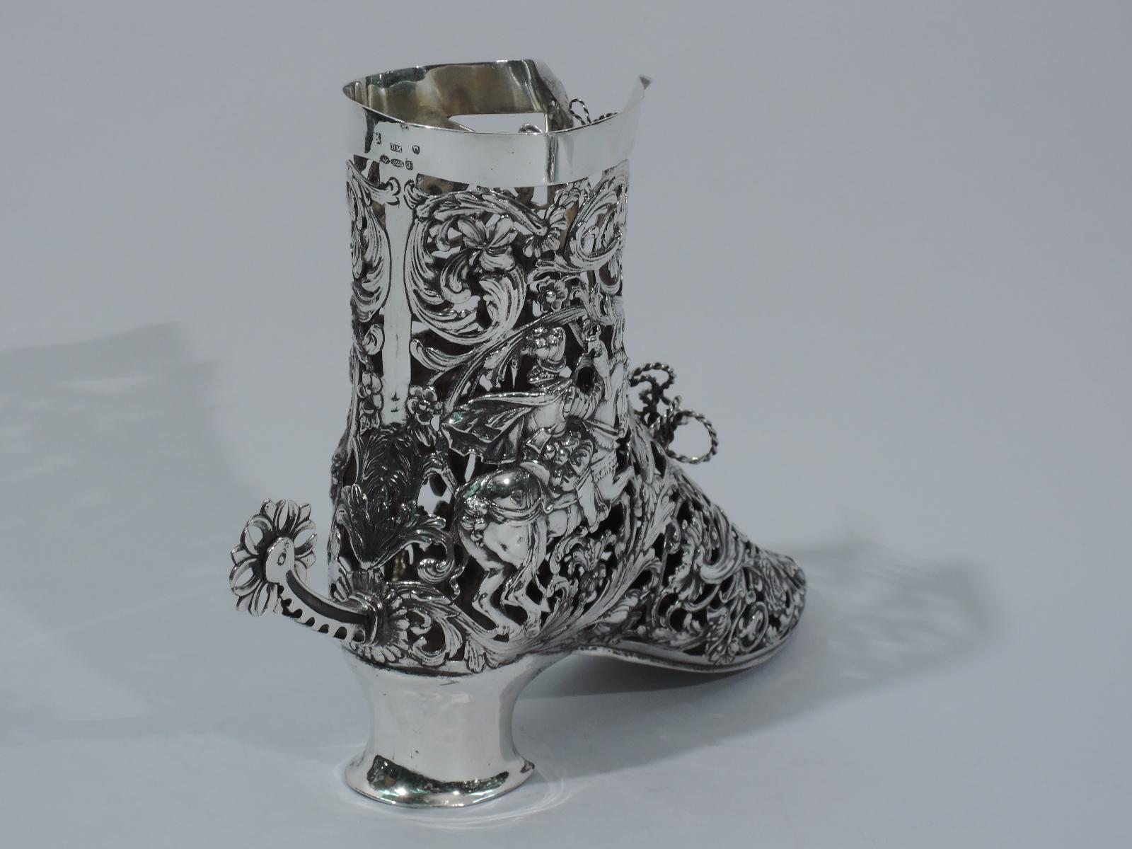Antique German Sterling Silver Lady's Riding Boot with Rotating Spur 1