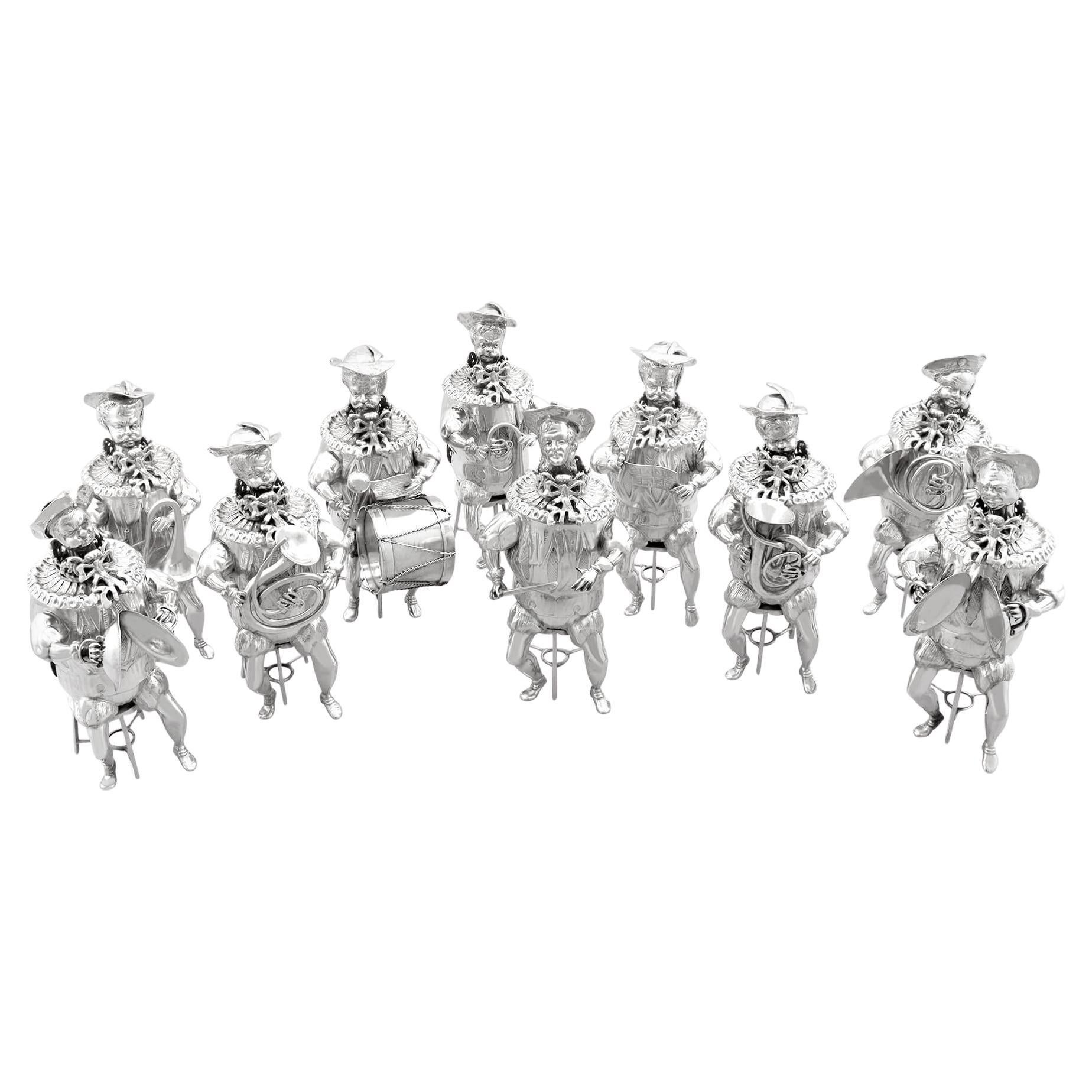 Anciennes figurines de table de musicien allemandes en argent sterling 1900 en vente