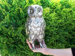 Ancienne boîte à sucre allemande en argent sterling avec hibou 1907