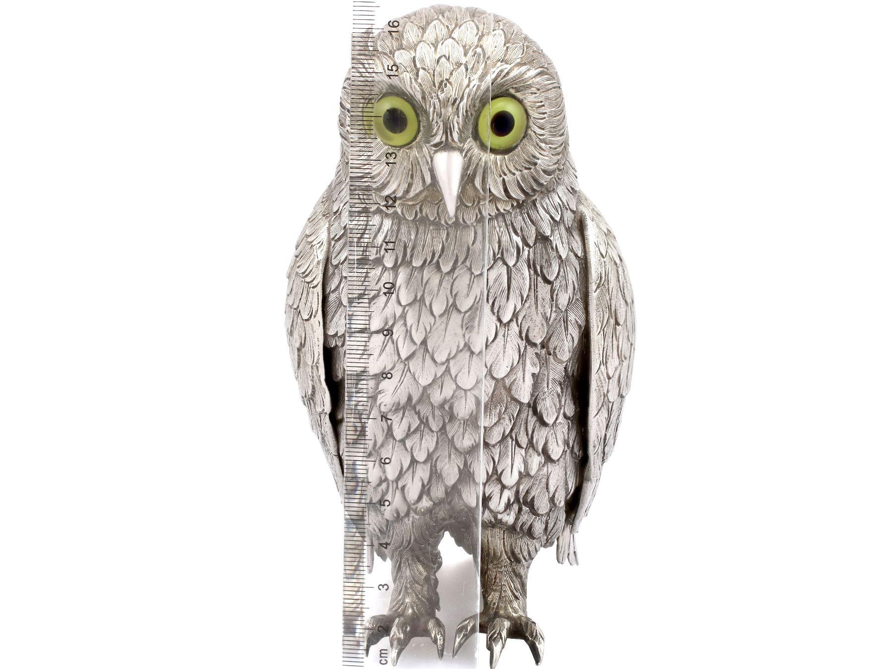 Antique German Sterling Silver Table Owl For Sale 7
