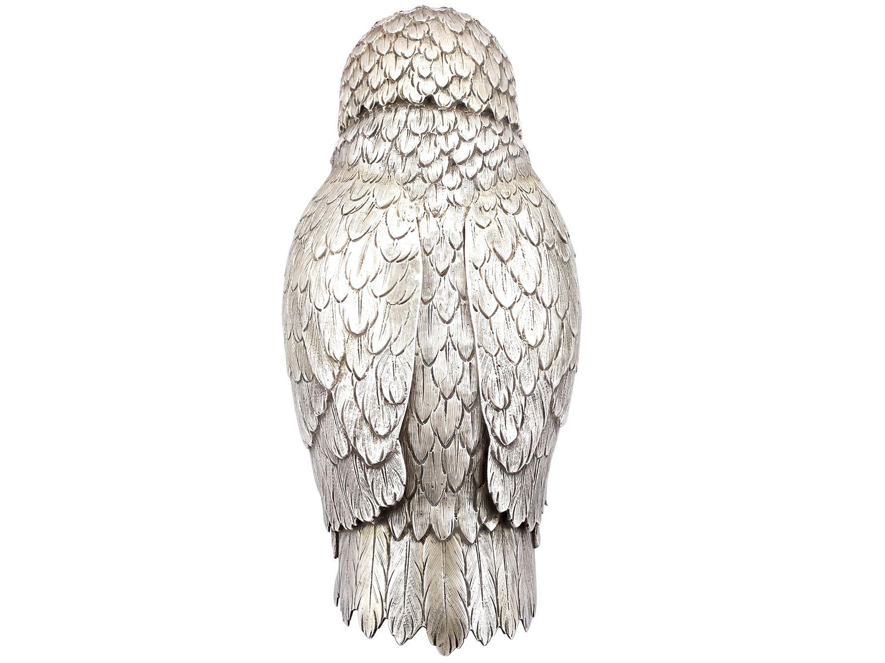 Antique German Sterling Silver Table Owl In Excellent Condition For Sale In Jesmond, Newcastle Upon Tyne