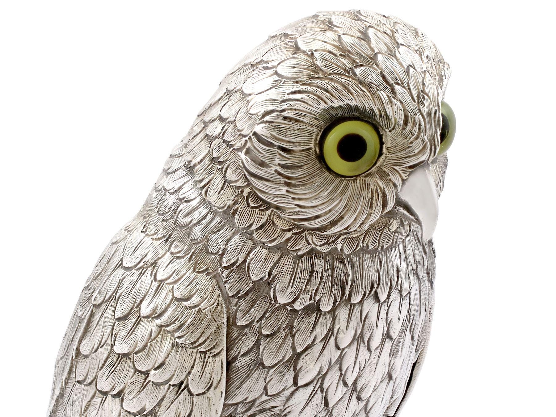 Antique German Sterling Silver Table Owl For Sale 1