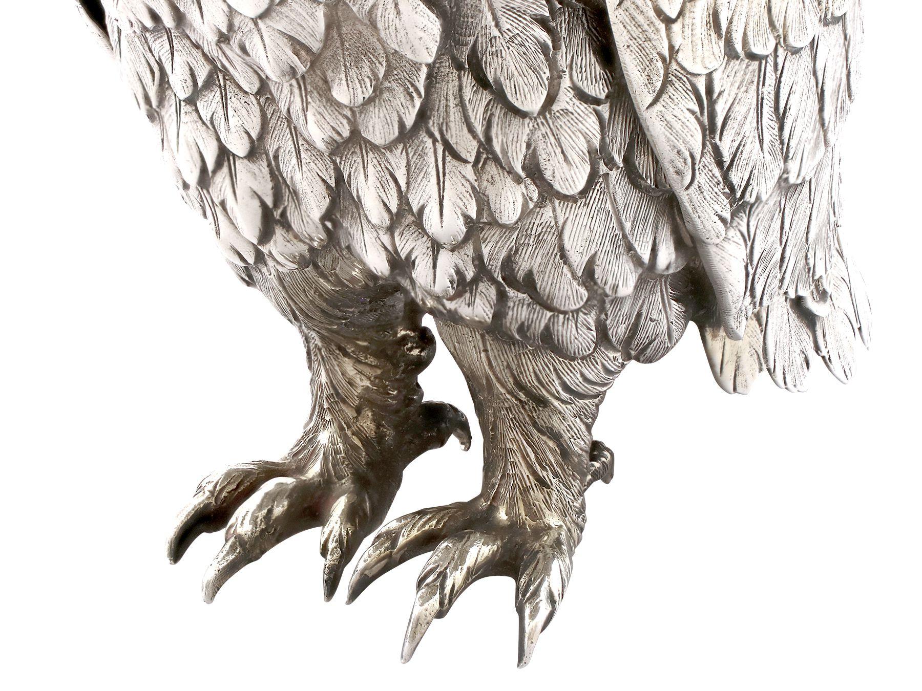 Antique German Sterling Silver Table Owl For Sale 2