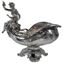 Antique German Sterling Silver Venus & Cupid Centerpiece Bowl