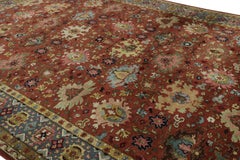 Antique German Tetex Hooked Rug in Red with Floral Medallions - Rug & Kilim