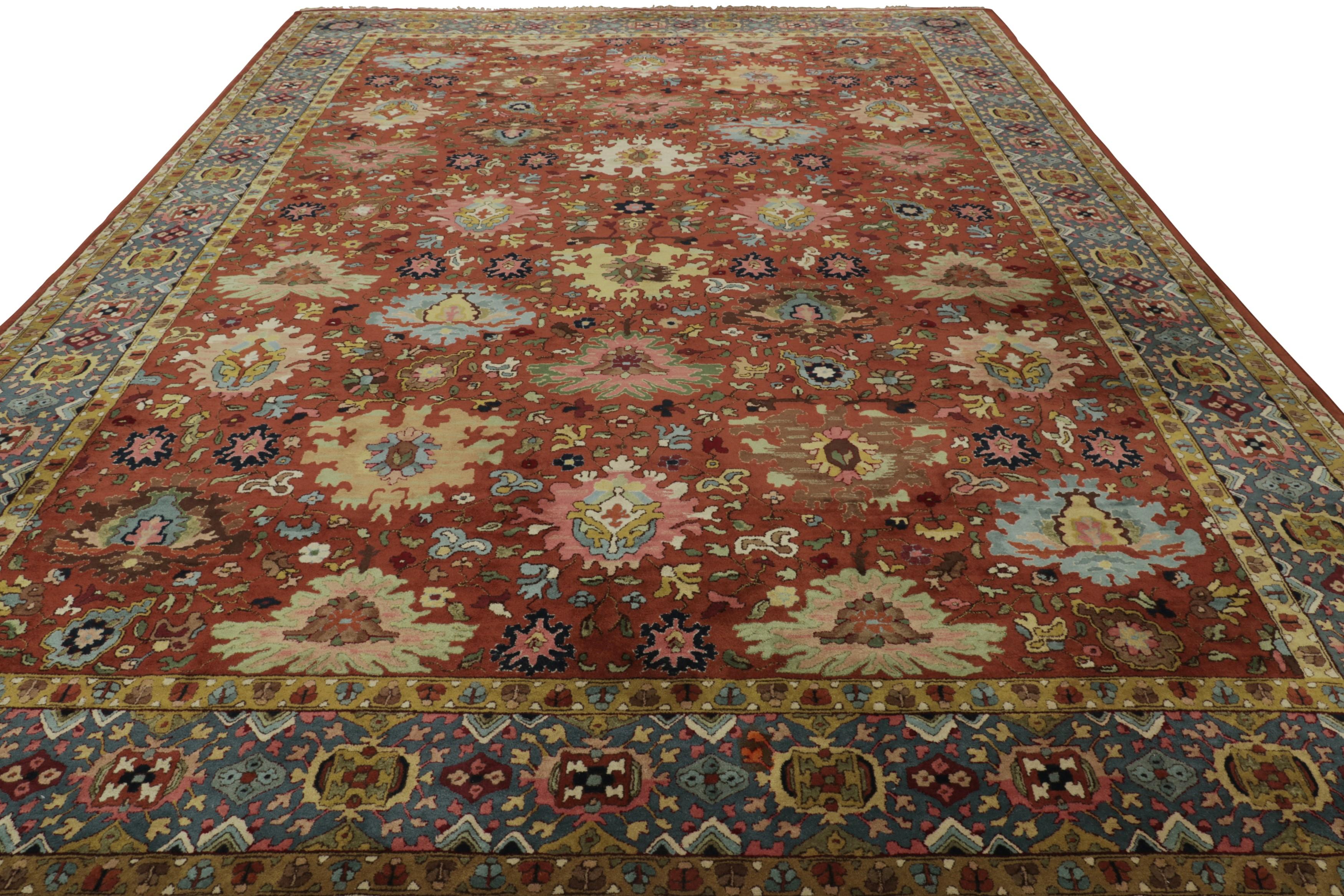 Annodato a mano Antico tappeto tedesco con ganci in Tetex rosso e medaglioni floreali - Rug & Kilim in vendita