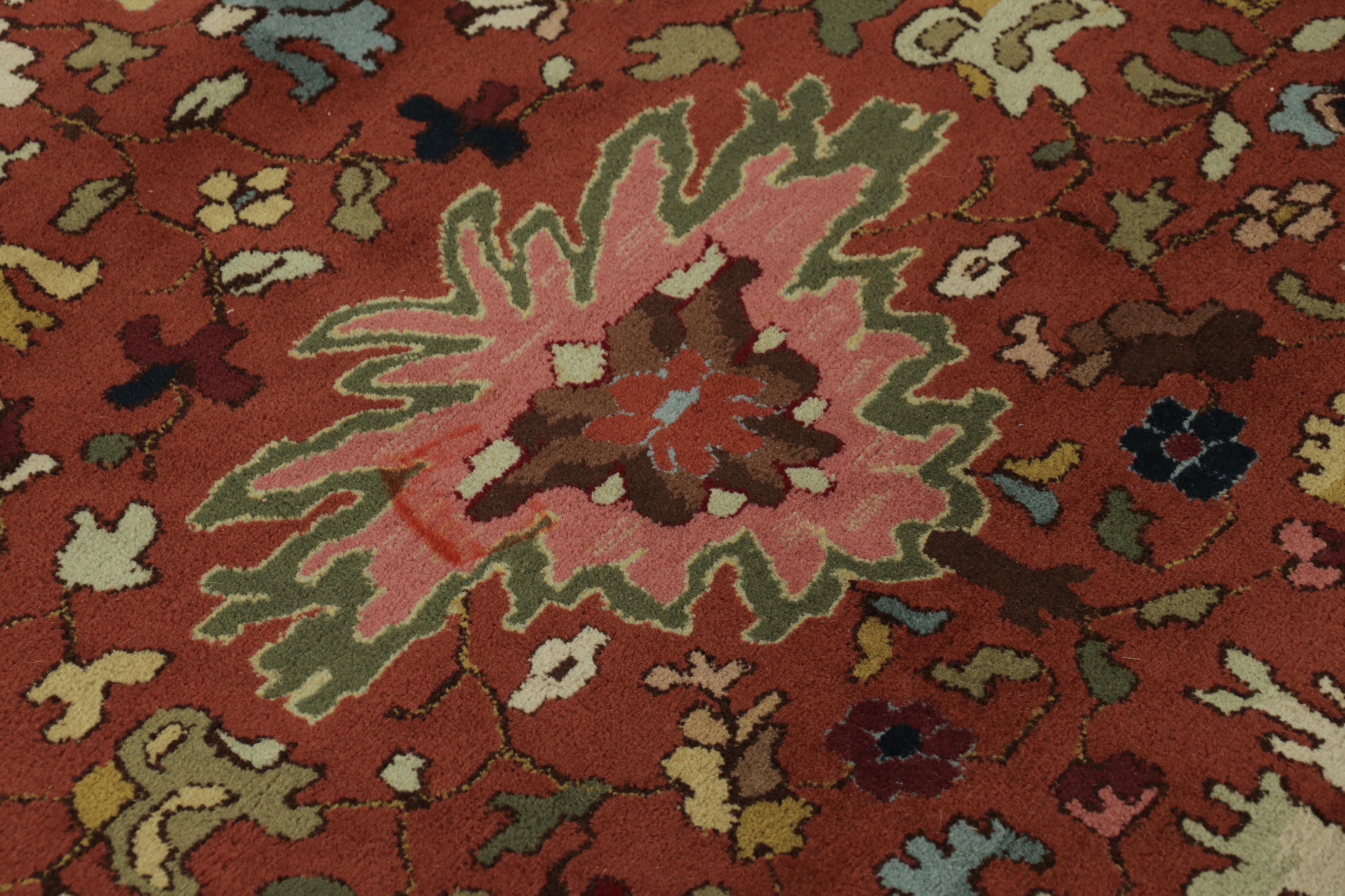 Antico tappeto tedesco con ganci in Tetex rosso e medaglioni floreali - Rug & Kilim in vendita 1
