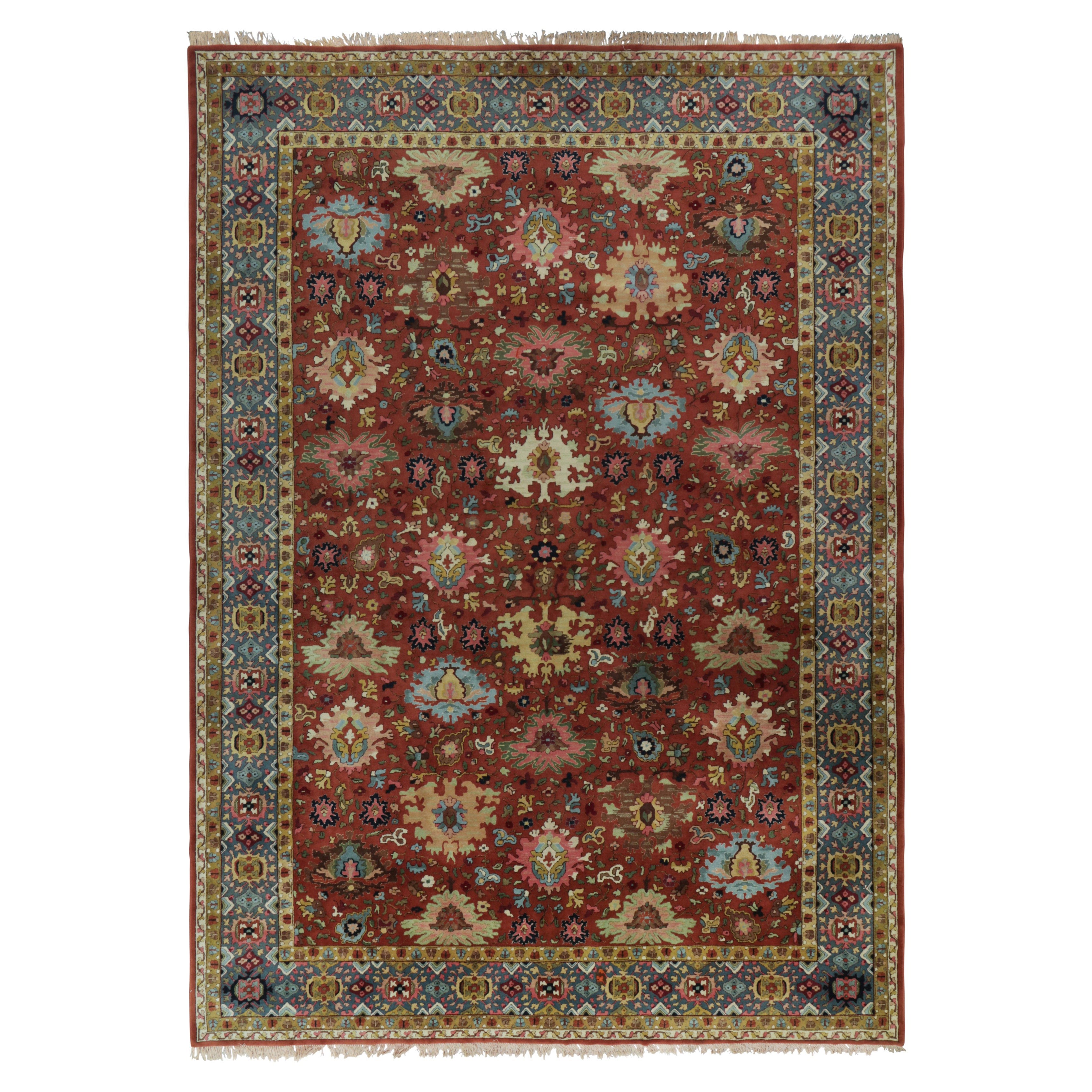 Antico tappeto tedesco con ganci in Tetex rosso e medaglioni floreali - Rug & Kilim