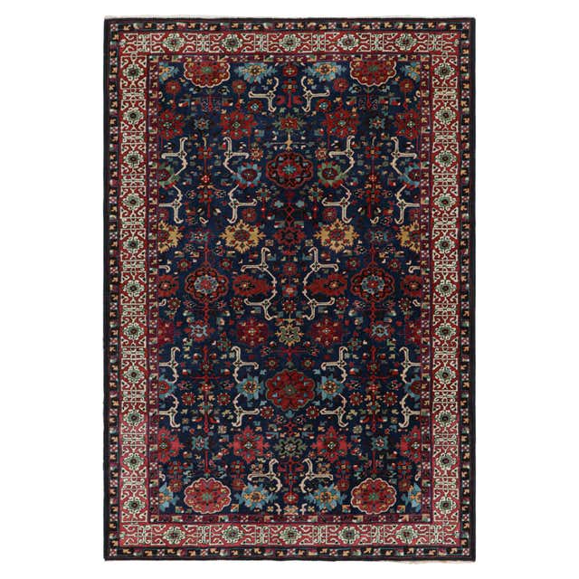 Floral All-Over Field Massive Antique German Rust Tetex Carpet, ca ...