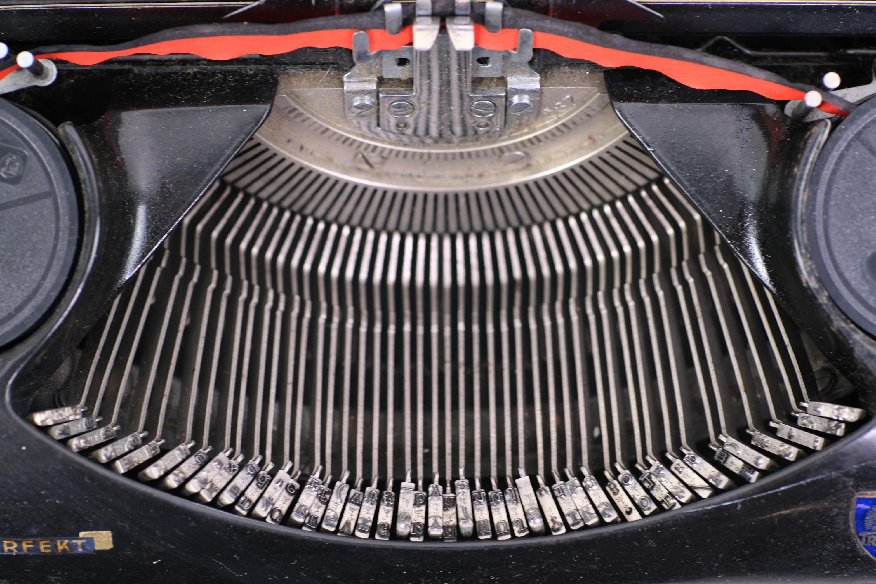 Industrial Antique German Triumph Perfekt Black Typewriter Leather Case