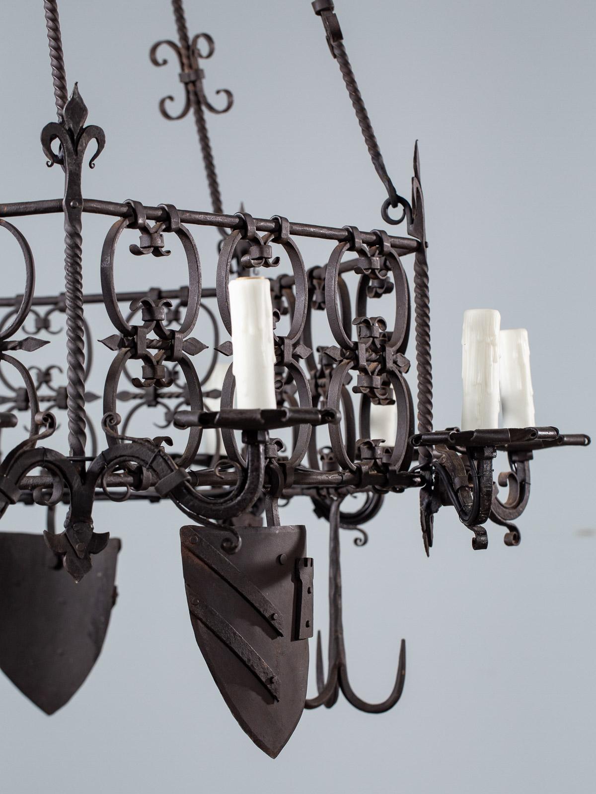 Black Forest Antique German Two-Tier Forged Iron Chandelier, circa 1880 24 Lights For Sale