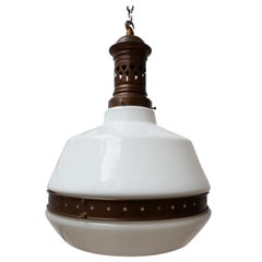 Antique German Two-Tone Opaline Glass Pendant Light