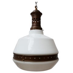 Antique German Two-Tone Opaline Glass Pendant Light