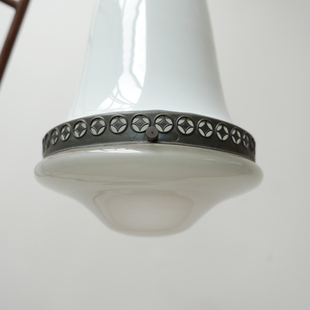 Antique German Two Tone Pendant Light '1' In Good Condition In London, GB