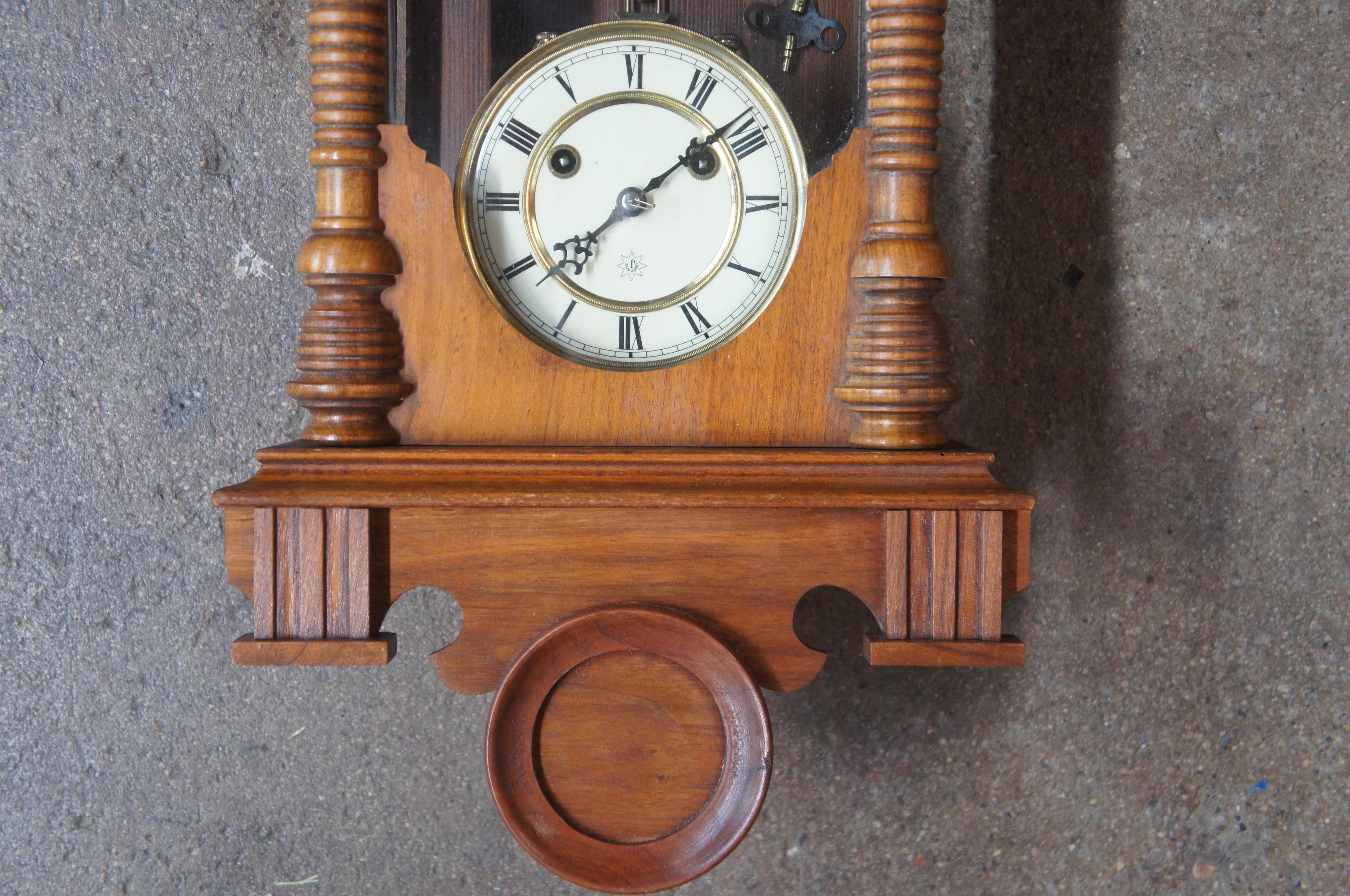 19th Century Antique German Victorian Junghans Vienna Regulator Walnut Wall Clock