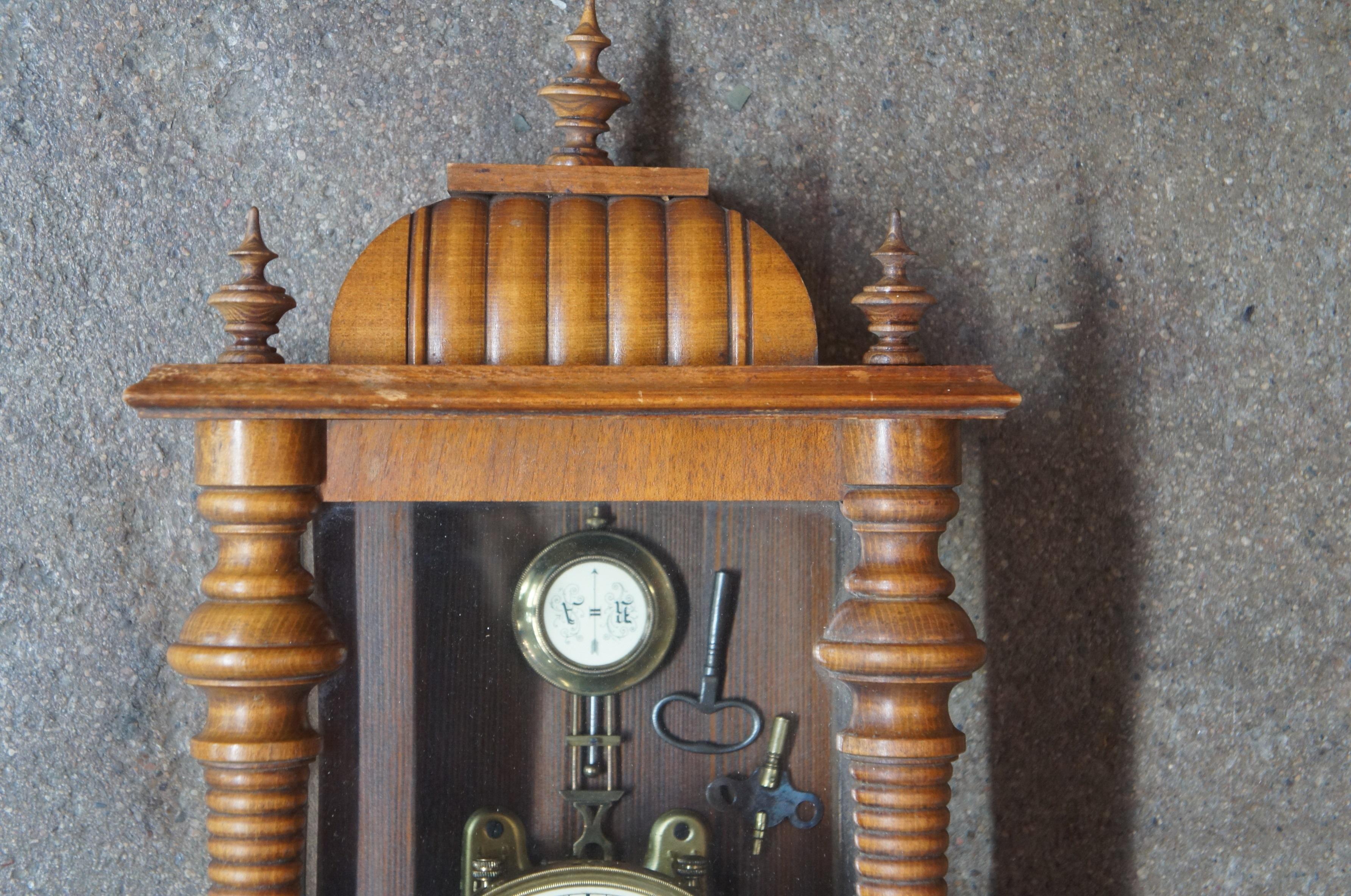 Antique German Victorian Junghans Vienna Regulator Walnut Wall Clock 1