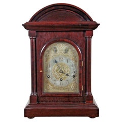 Horloge de cheminée allemande ancienne victorienne en acajou Westminster Kienzle Bracket 