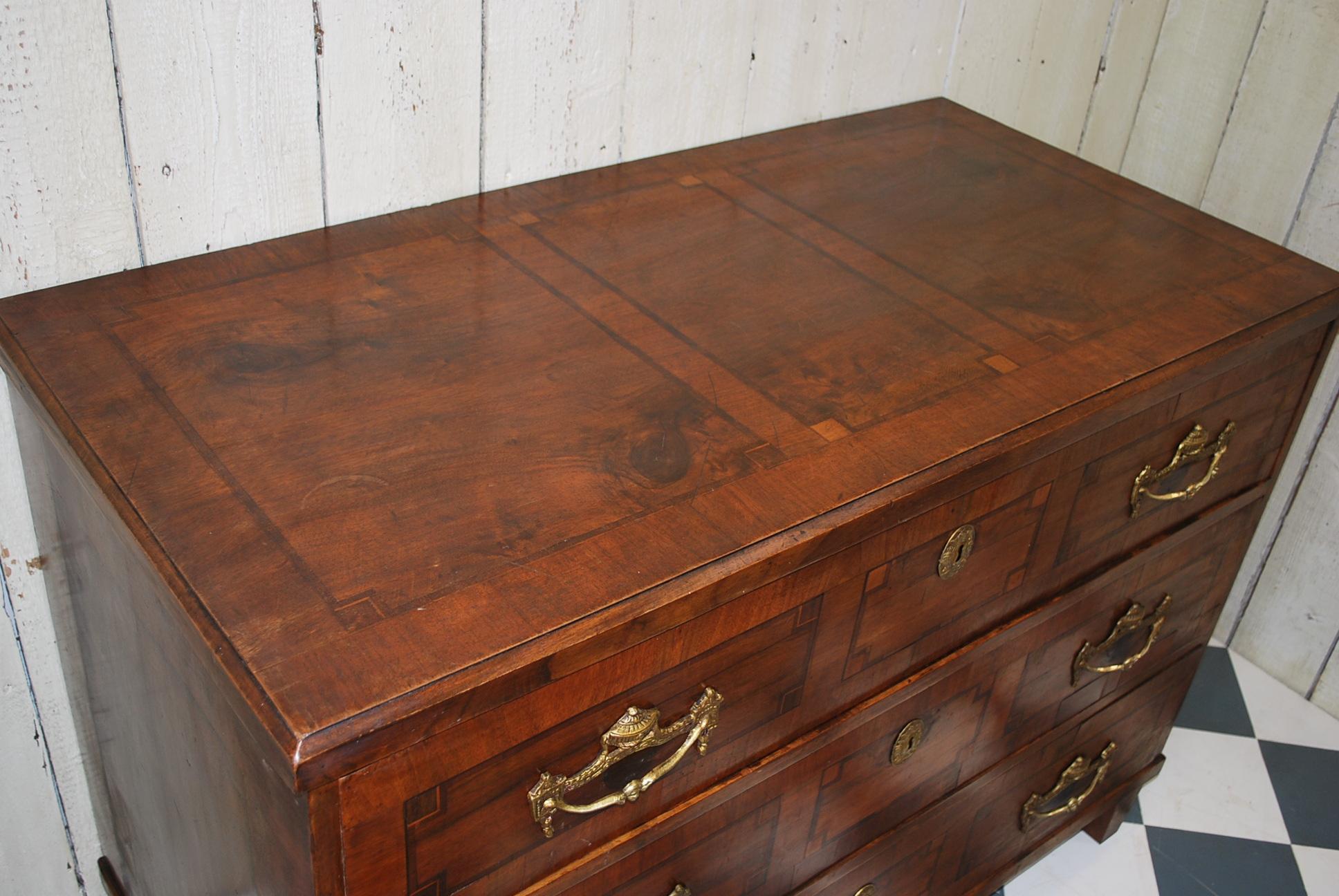 Biedermeier Antique German Walnut and inlaid Commode/ Chest of Drawers Circa 1830 For Sale