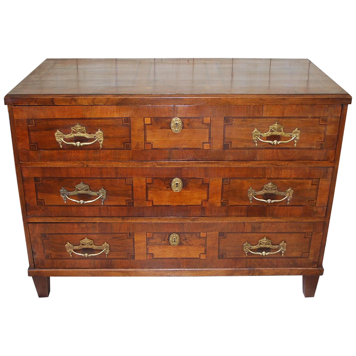 Antique German Walnut and inlaid Commode/ Chest of Drawers Circa 1830 For Sale