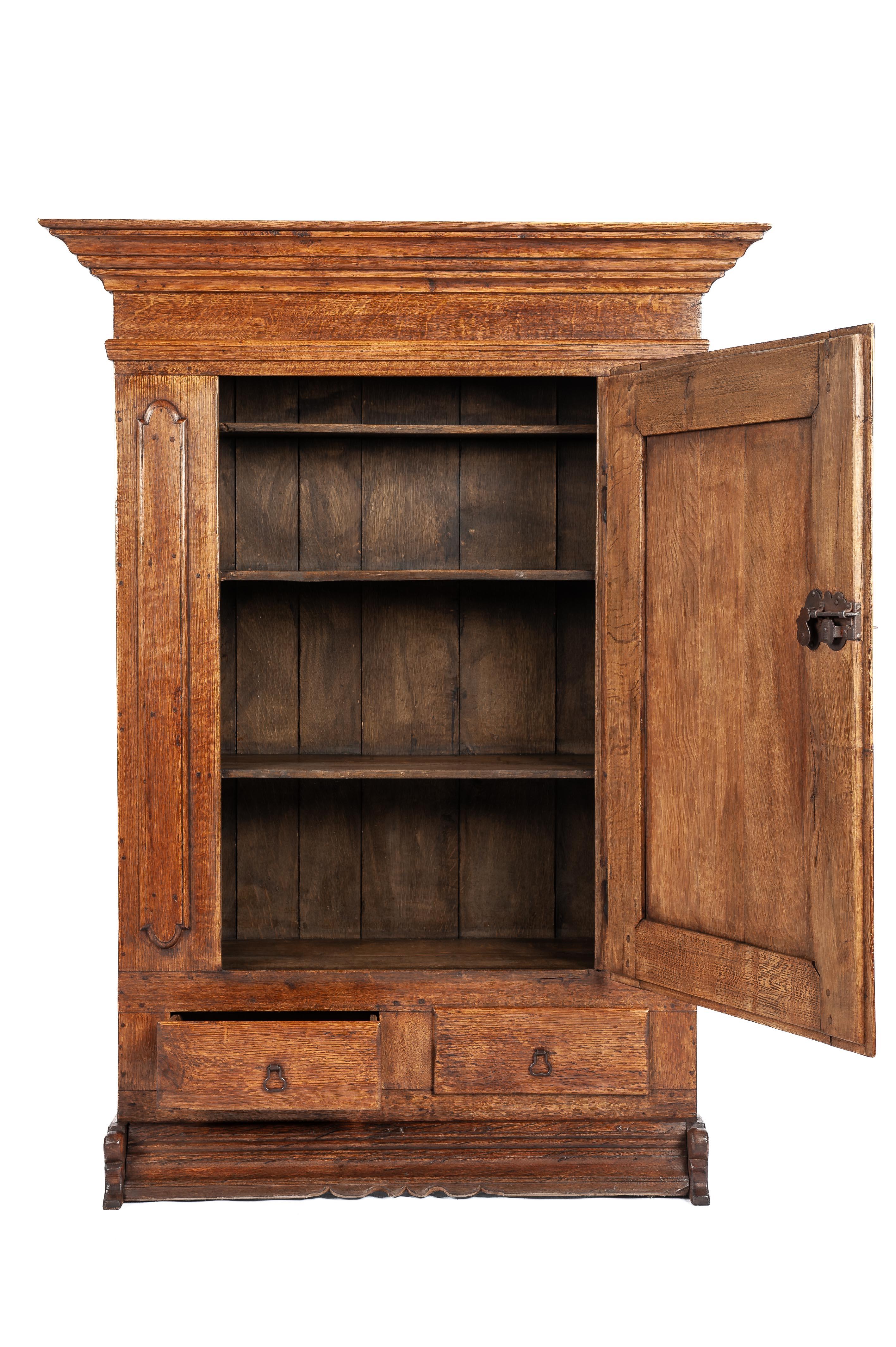 Early 20th Century  Antique German warm honey color oak single door cabinet circa 1900 For Sale