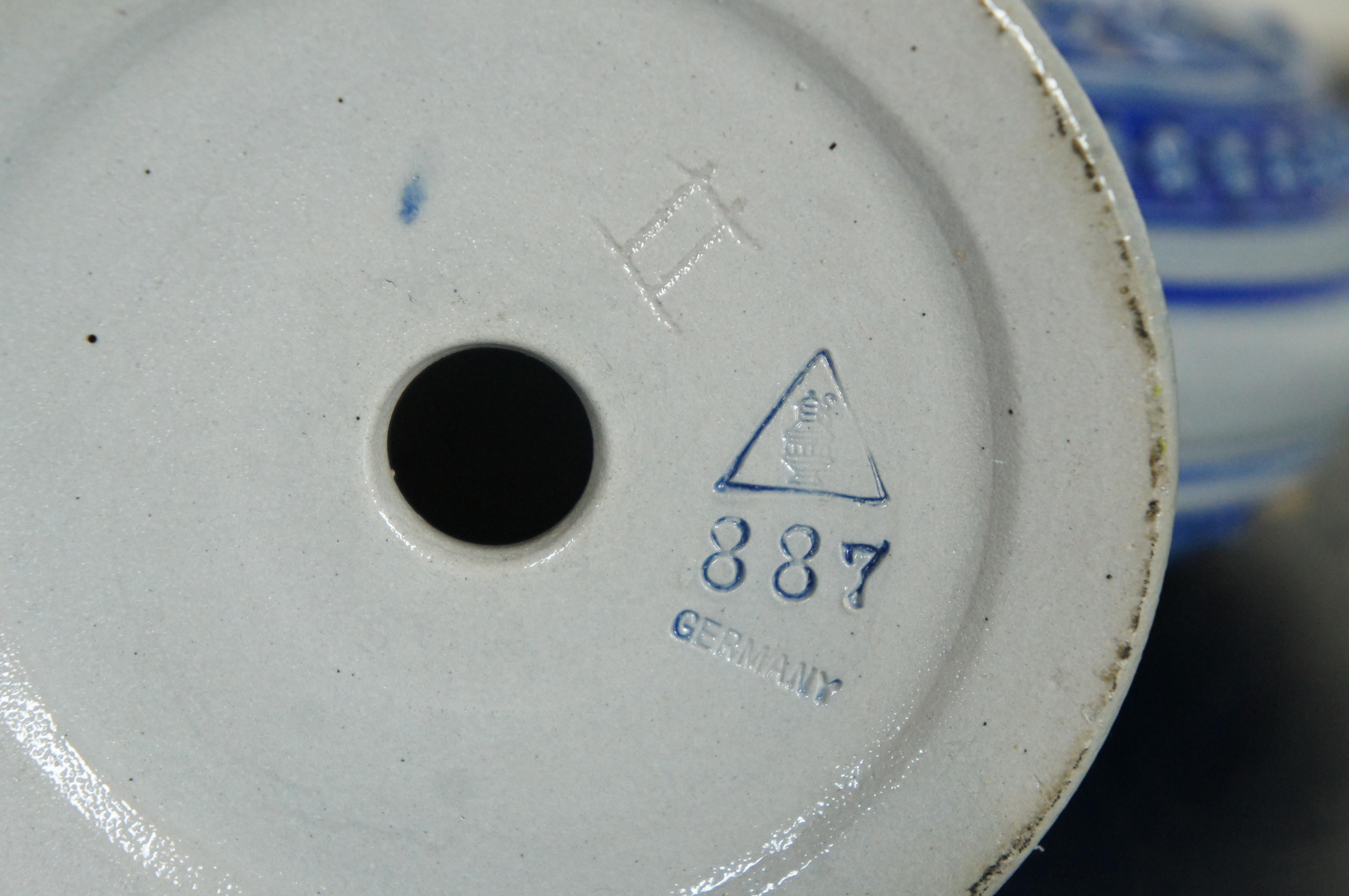 Antique German Westerwald Cobalt Blue Salt Glaze Stoneware Pitcher Jug Ewer 17