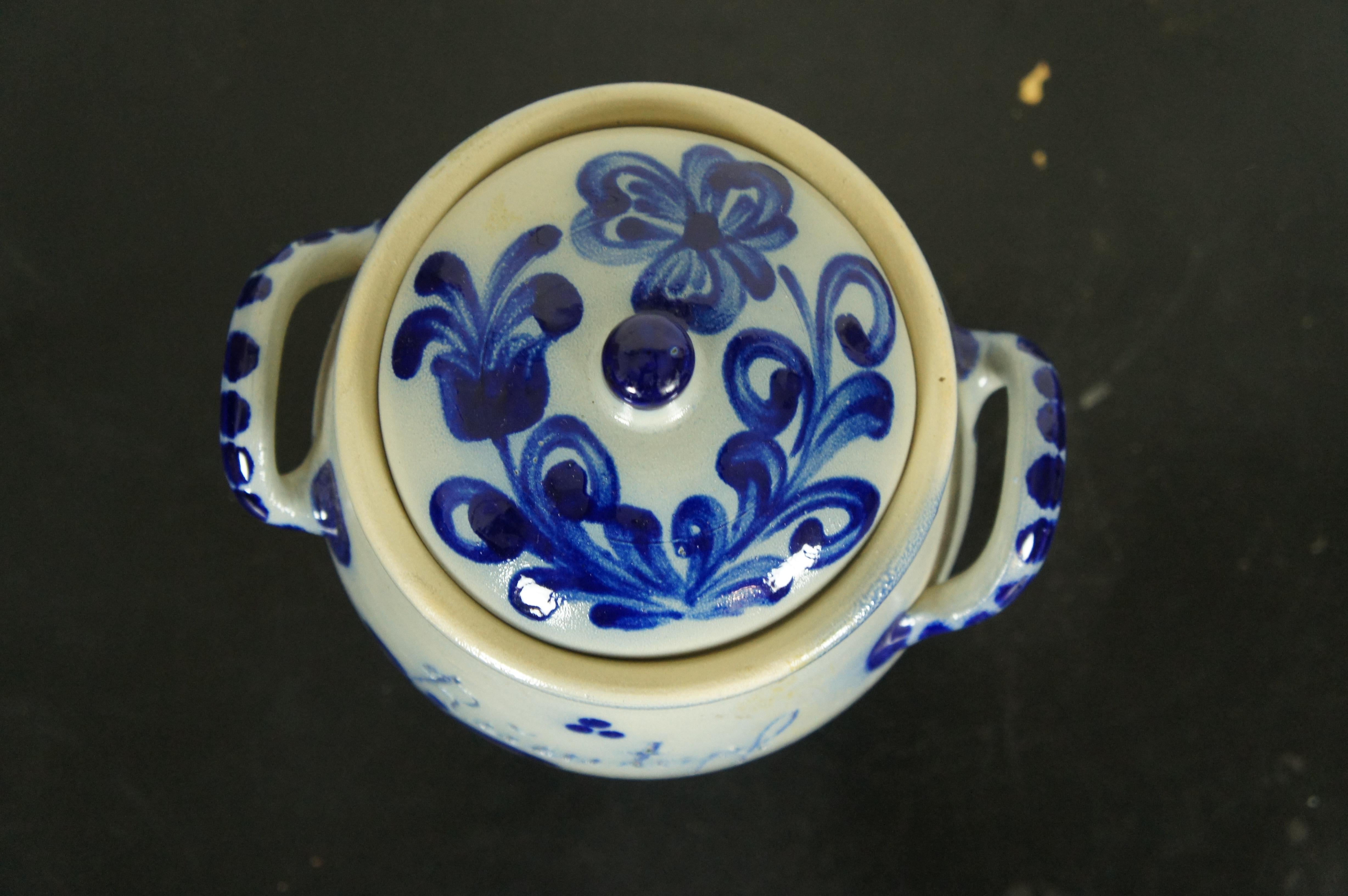 Antico vaso tedesco Westerwald con smalto salato Rumtopf Crock Rum Tureen w Lid 11