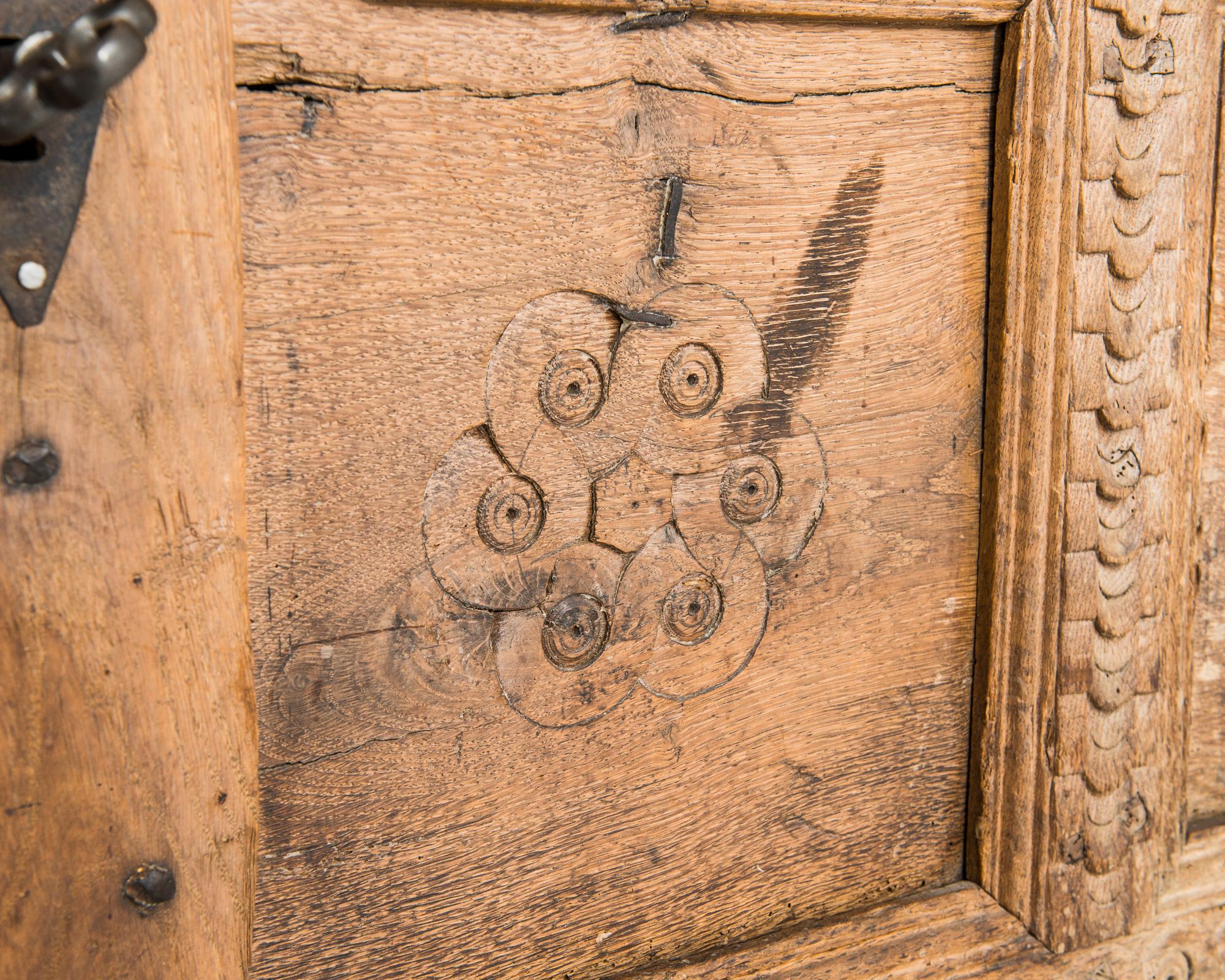 18th Century Antique German Wooden Trunk For Sale