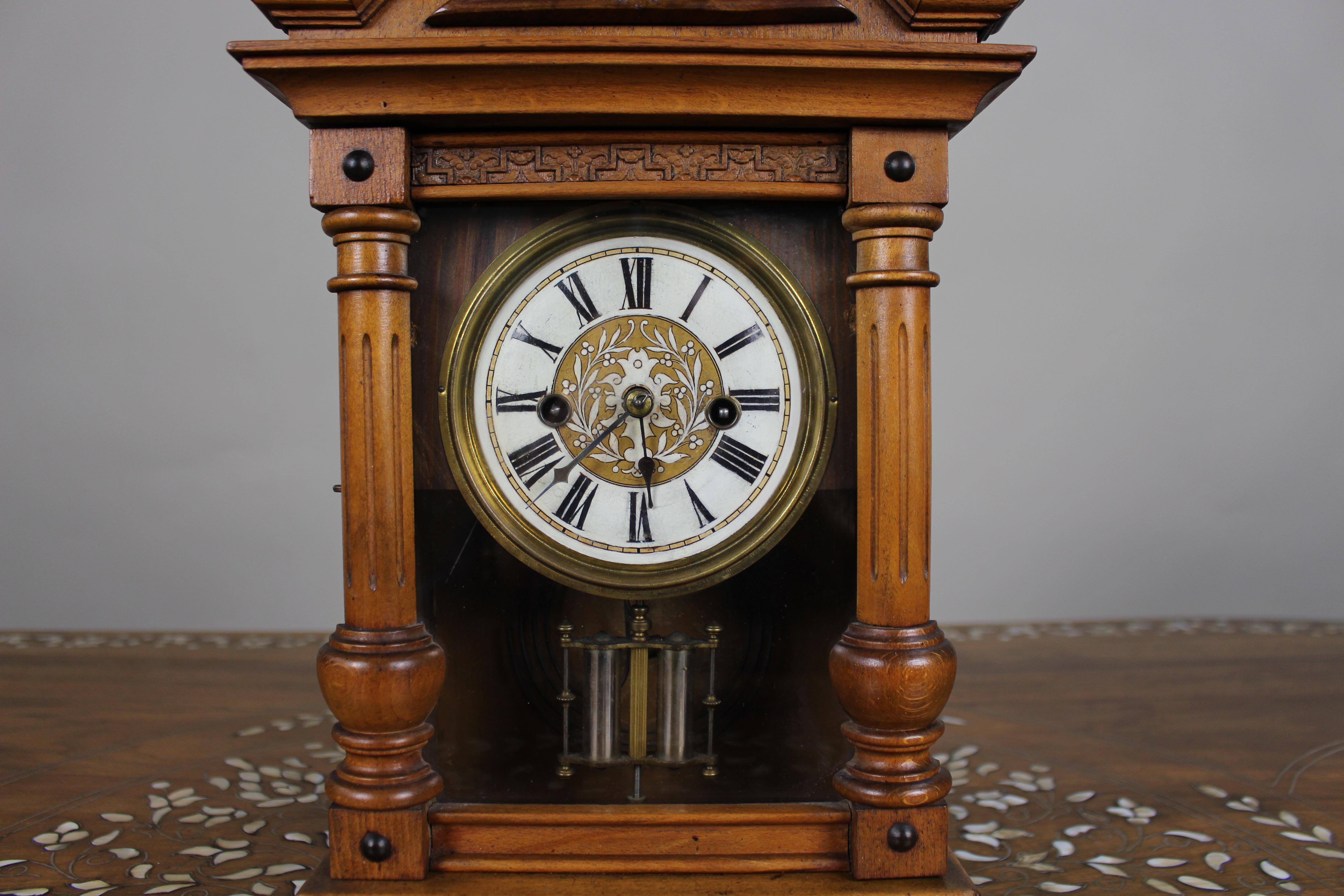 Antique German Württemberg Mantel Clock, c.1890 In Good Condition For Sale In Worcester, GB