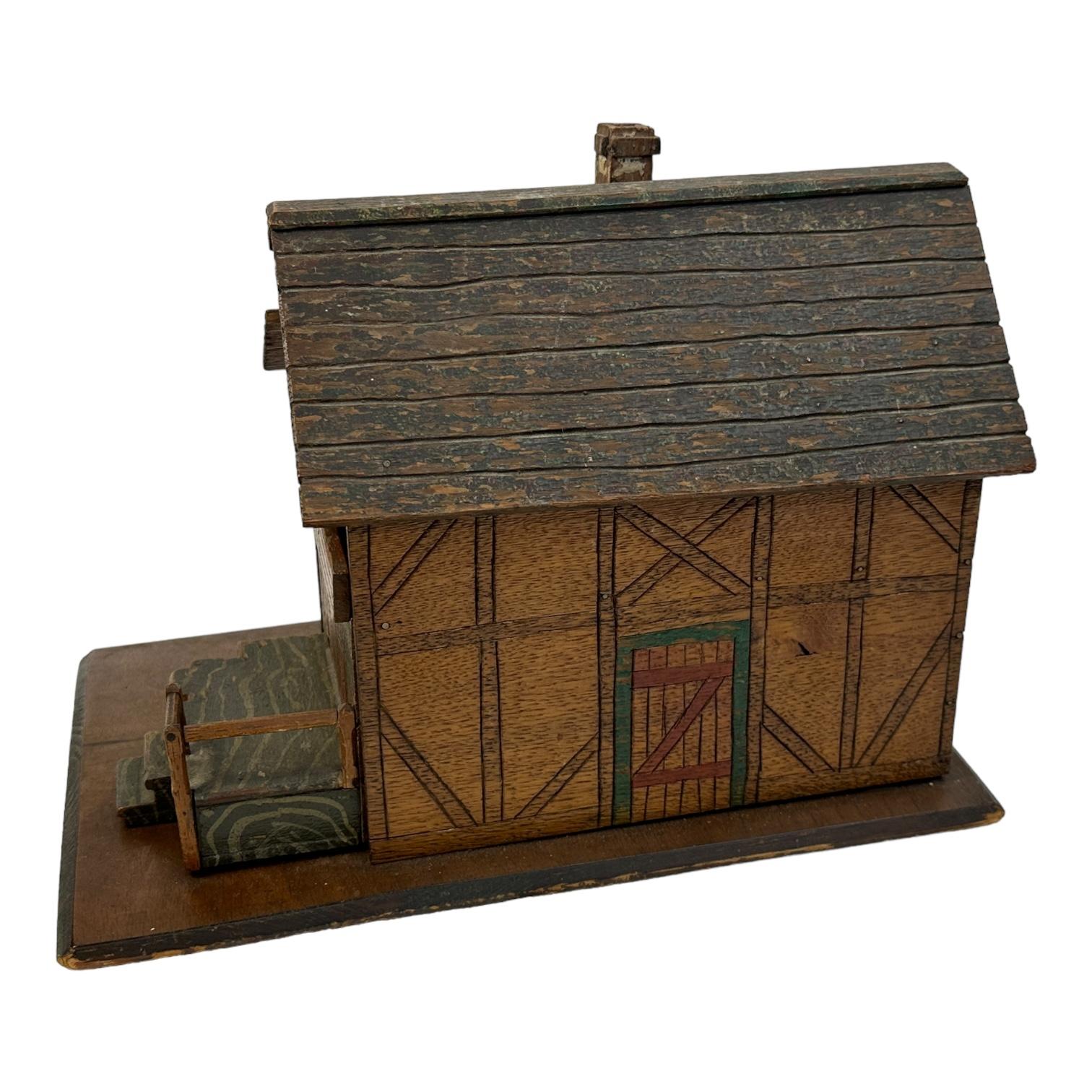 Hand-Carved Antique Germany Chip Hand Carved House Catchall Box Tramp Folk Art 1880s For Sale