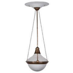 Grand pendentif Allemagne ancien avec verre transparent et opaline