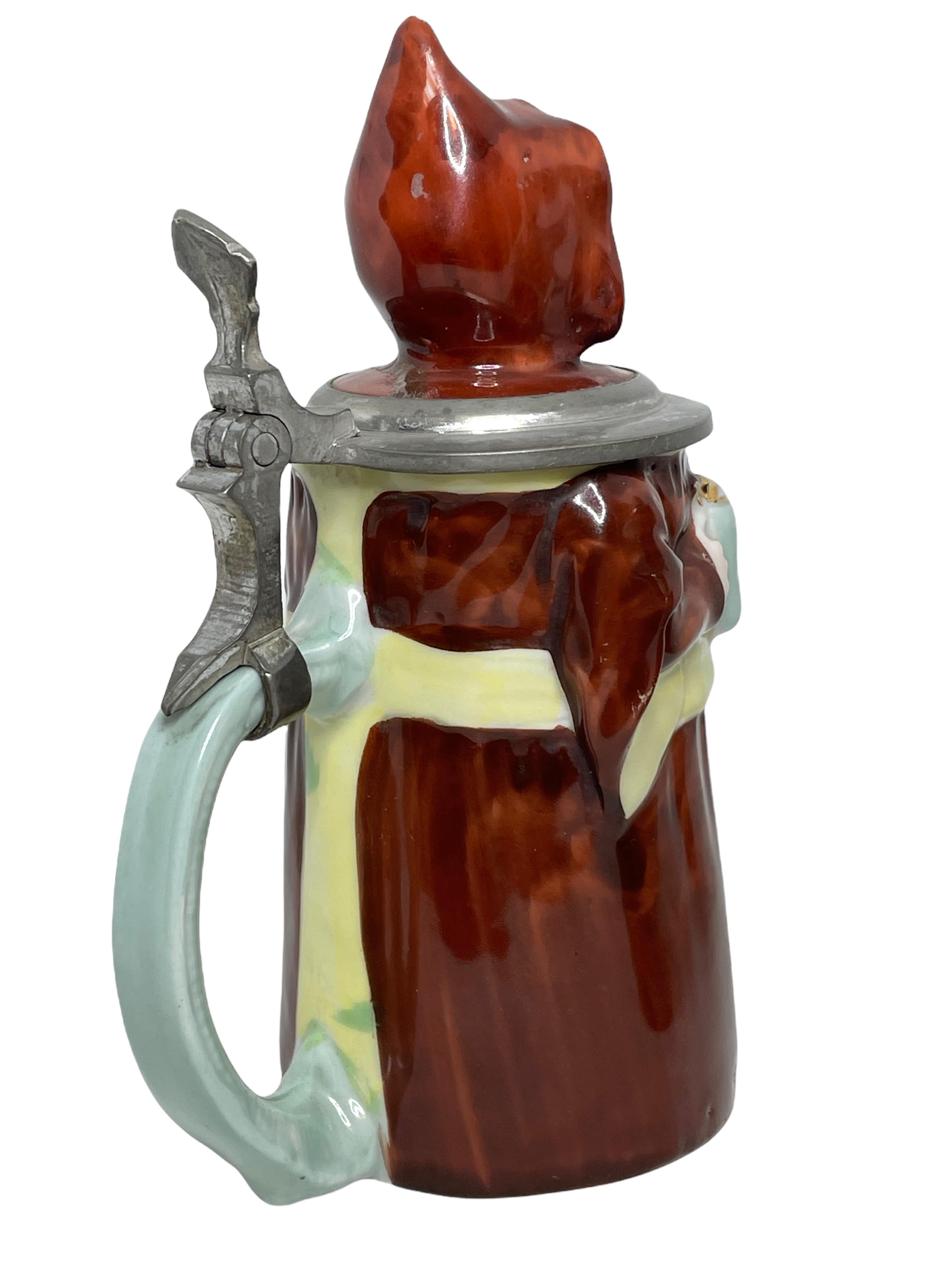 Mid-Century Modern Antique Germany Lidded Character Beer Stein Munich Child, E. Bohne Germany 1900s For Sale