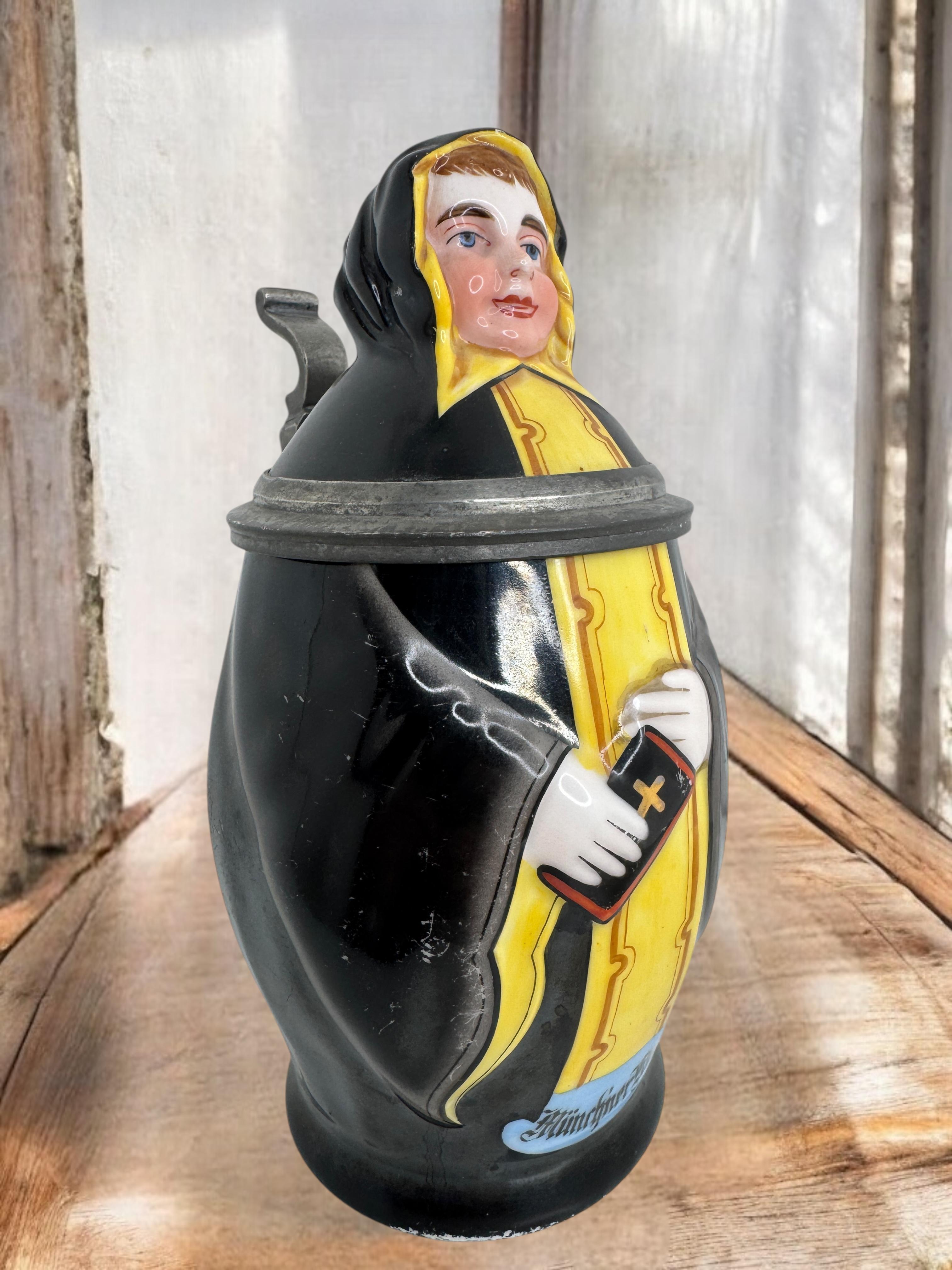Étain Beer Stein Munich Child, Martin Pausen, Allemagne, années 1910 en vente