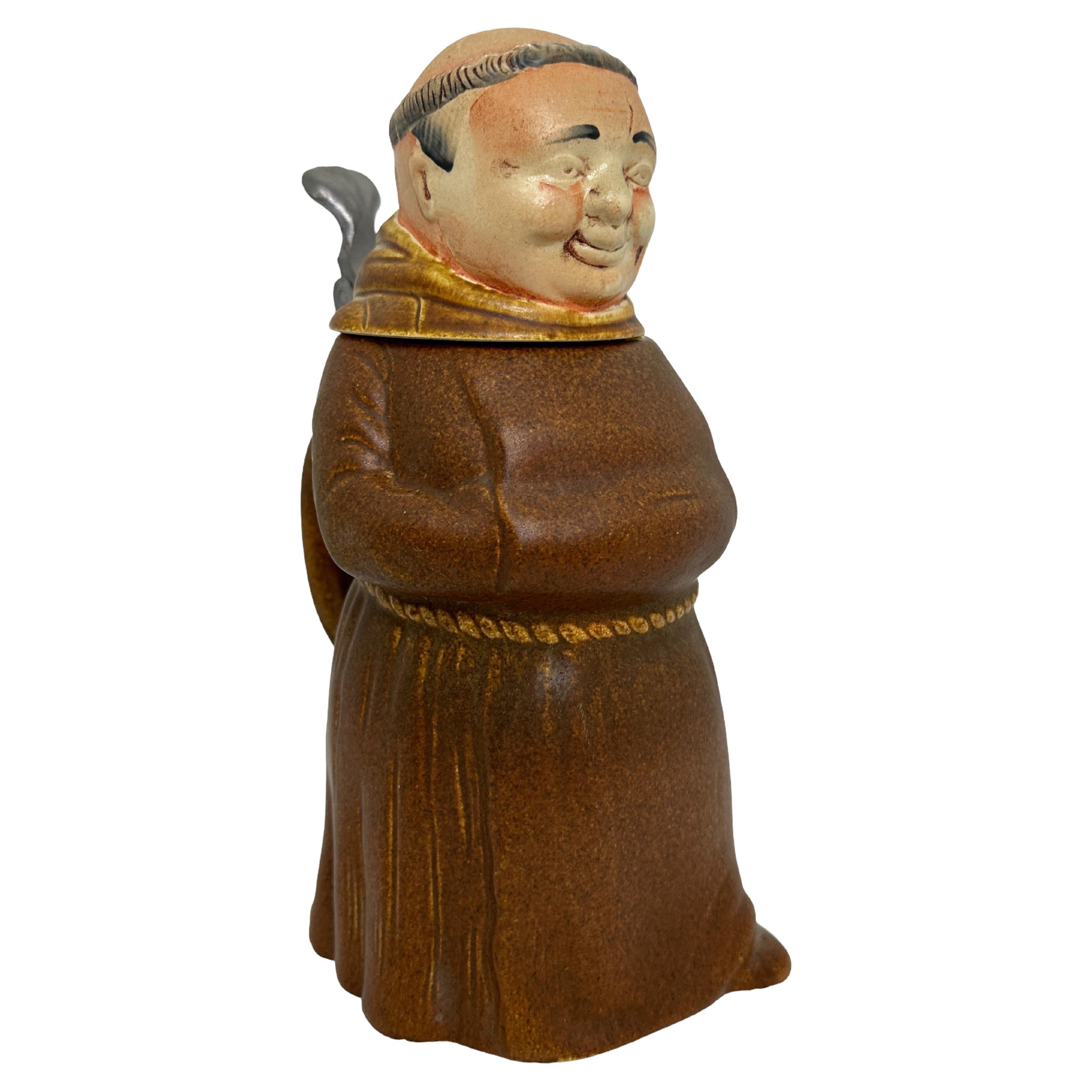 Antique Germany Lidded Monk Character Beer Stein, 1960s For Sale