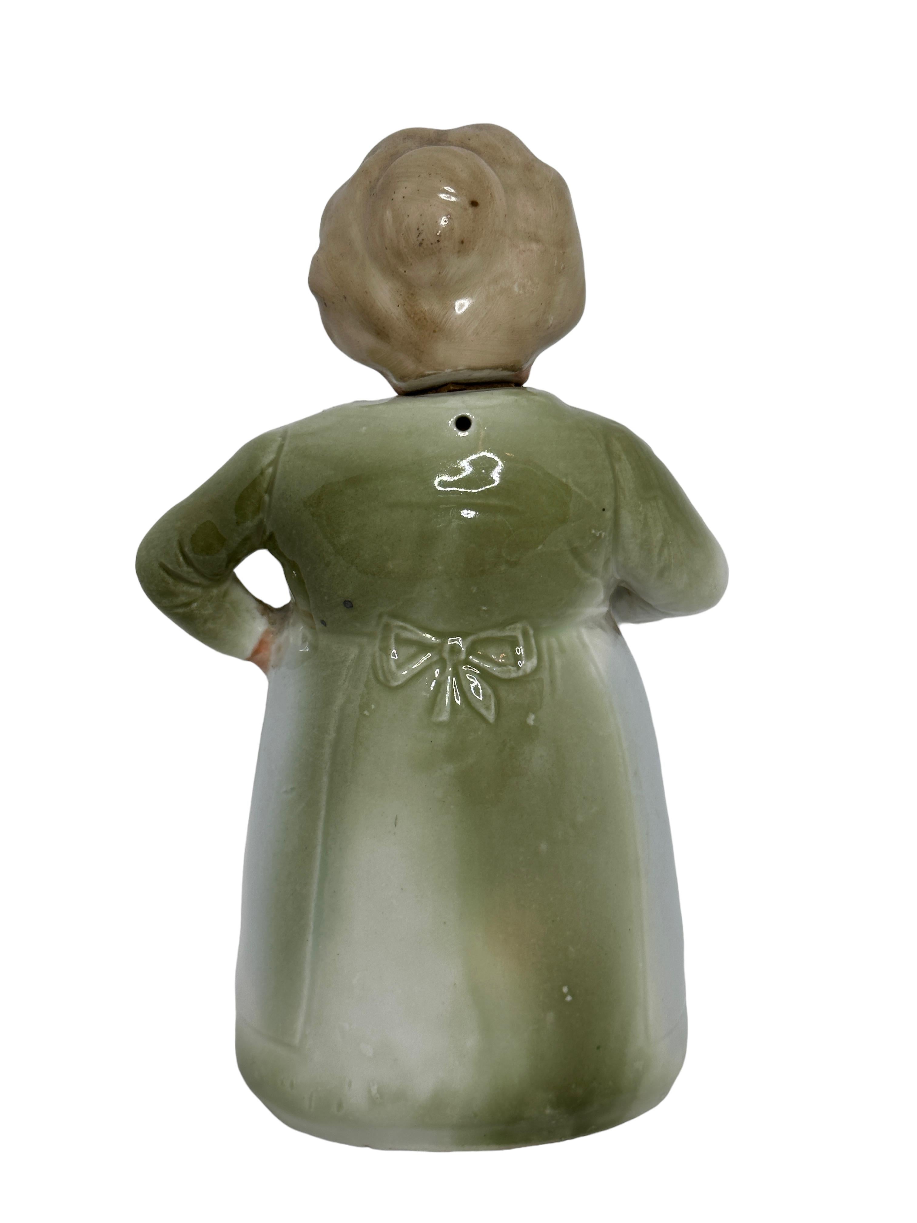 Hand-Crafted Antique Germany Liqueur Character Waitress Bottle, E. Bohne, Germany, 1900s For Sale