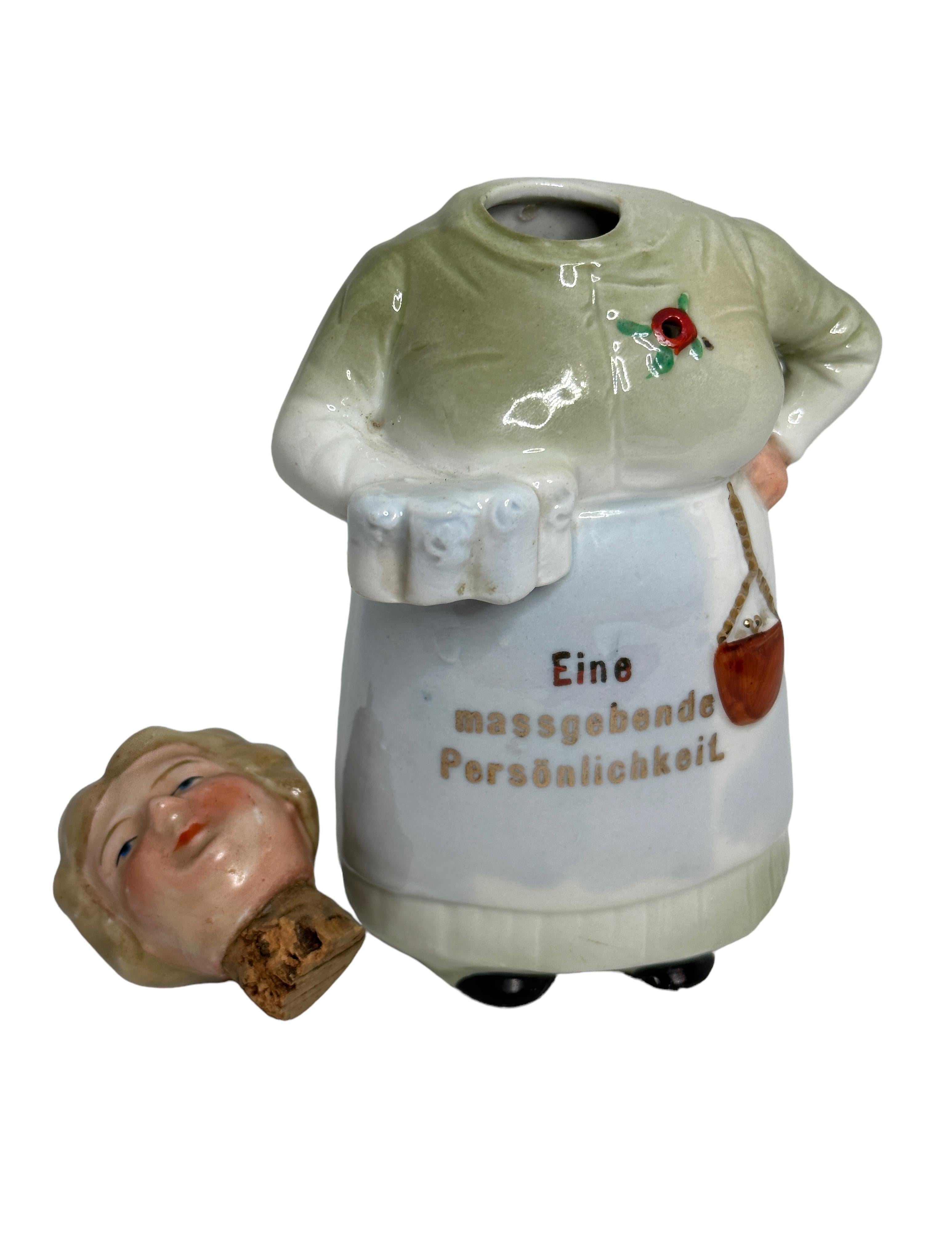 Mid-20th Century Antique Germany Liqueur Character Waitress Bottle, E. Bohne, Germany, 1900s For Sale