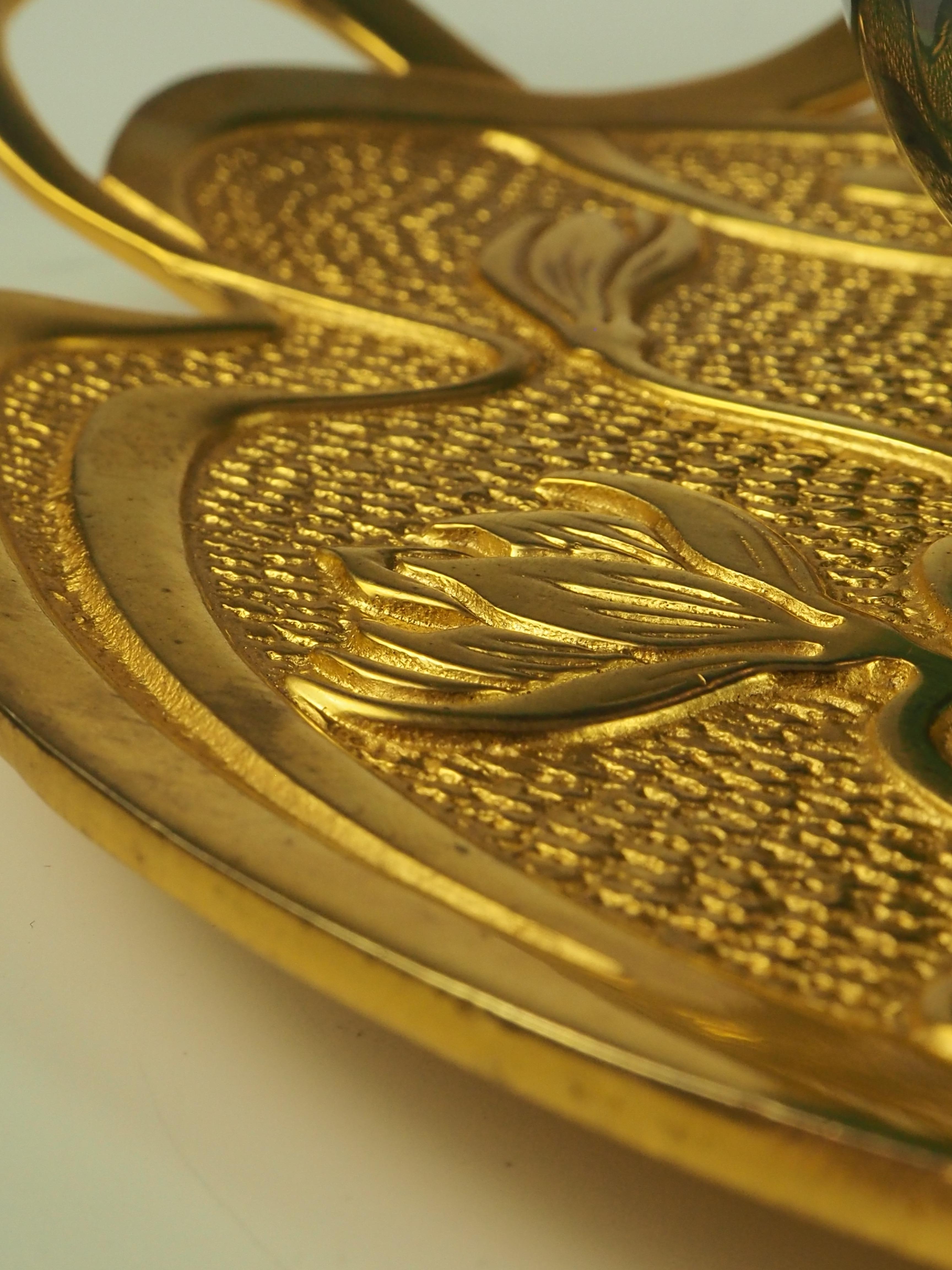 Antico calamaio viennese Geschutzt Art Nouveau in bronzo con vetro artistico in vendita 9