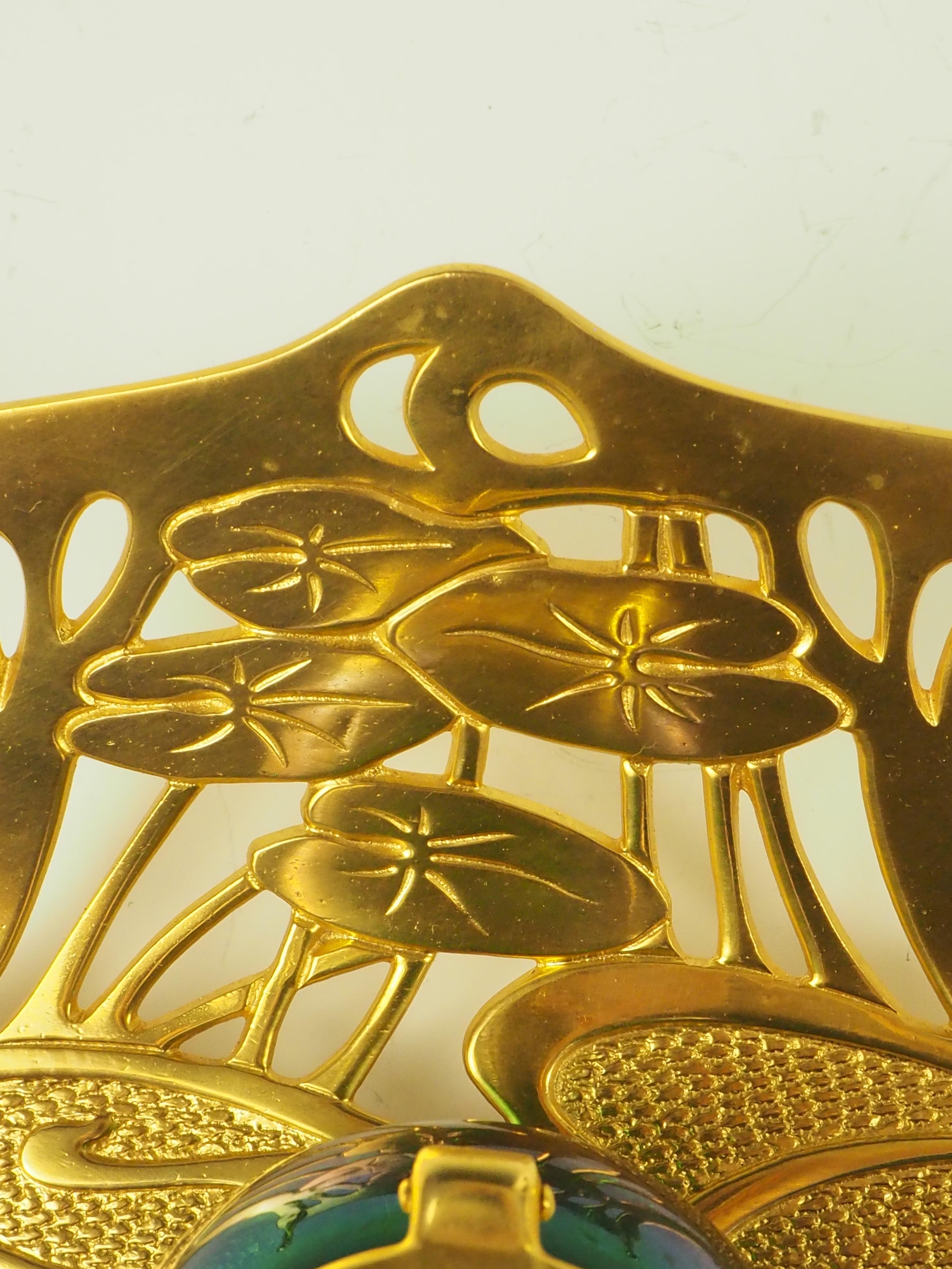 Antico calamaio viennese Geschutzt Art Nouveau in bronzo con vetro artistico in vendita 12