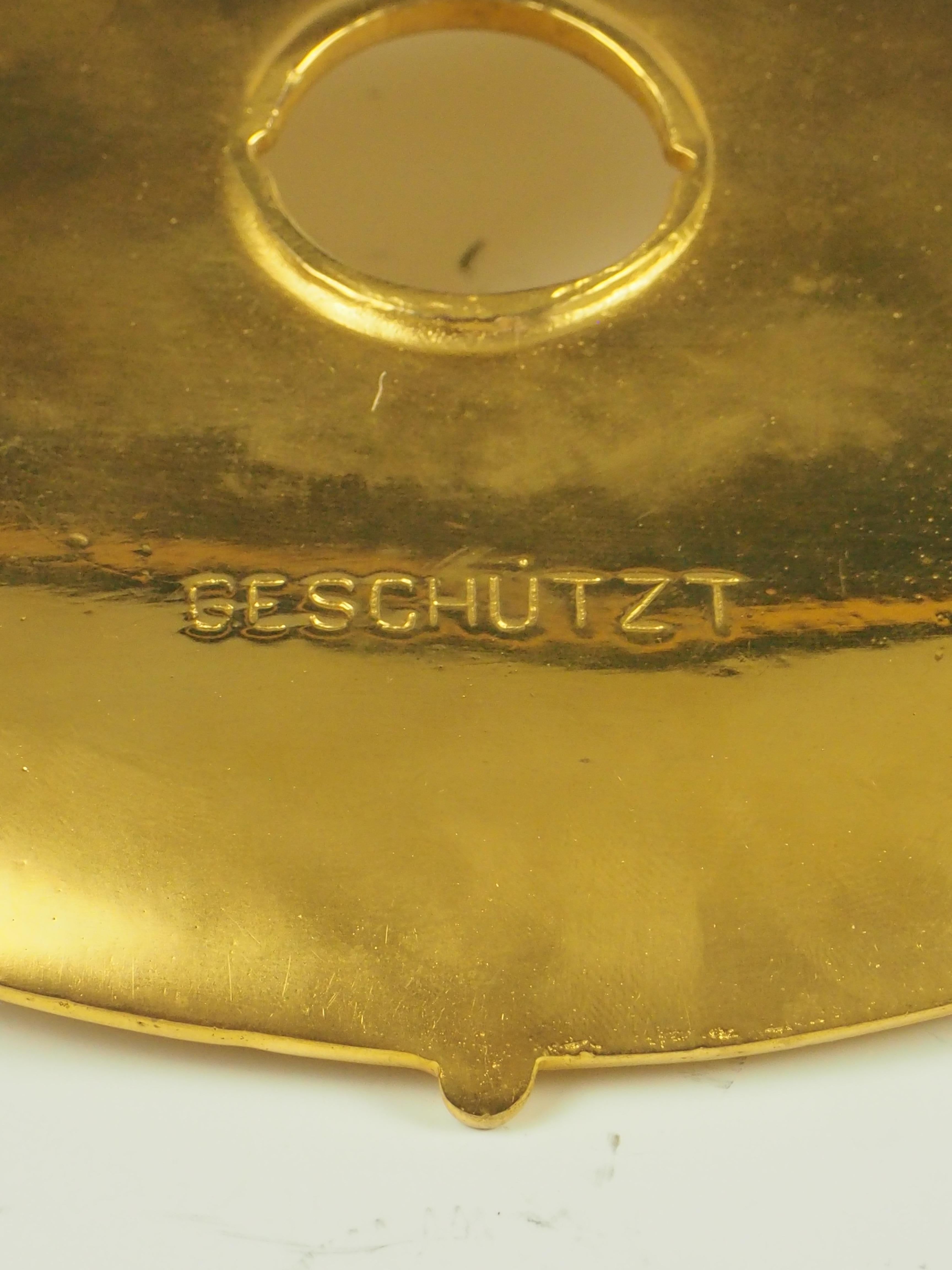 Antico calamaio viennese Geschutzt Art Nouveau in bronzo con vetro artistico in vendita 1