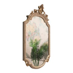 Antique Gesso Wall Mirror, Italian, Giltwood, Glass, Shield, Victorian, C.1900