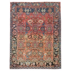 Antiker Gharajeh-Teppich, handgeknüpft, 6,7 × 4,9 Fuß - Rot, Marine 
Blau