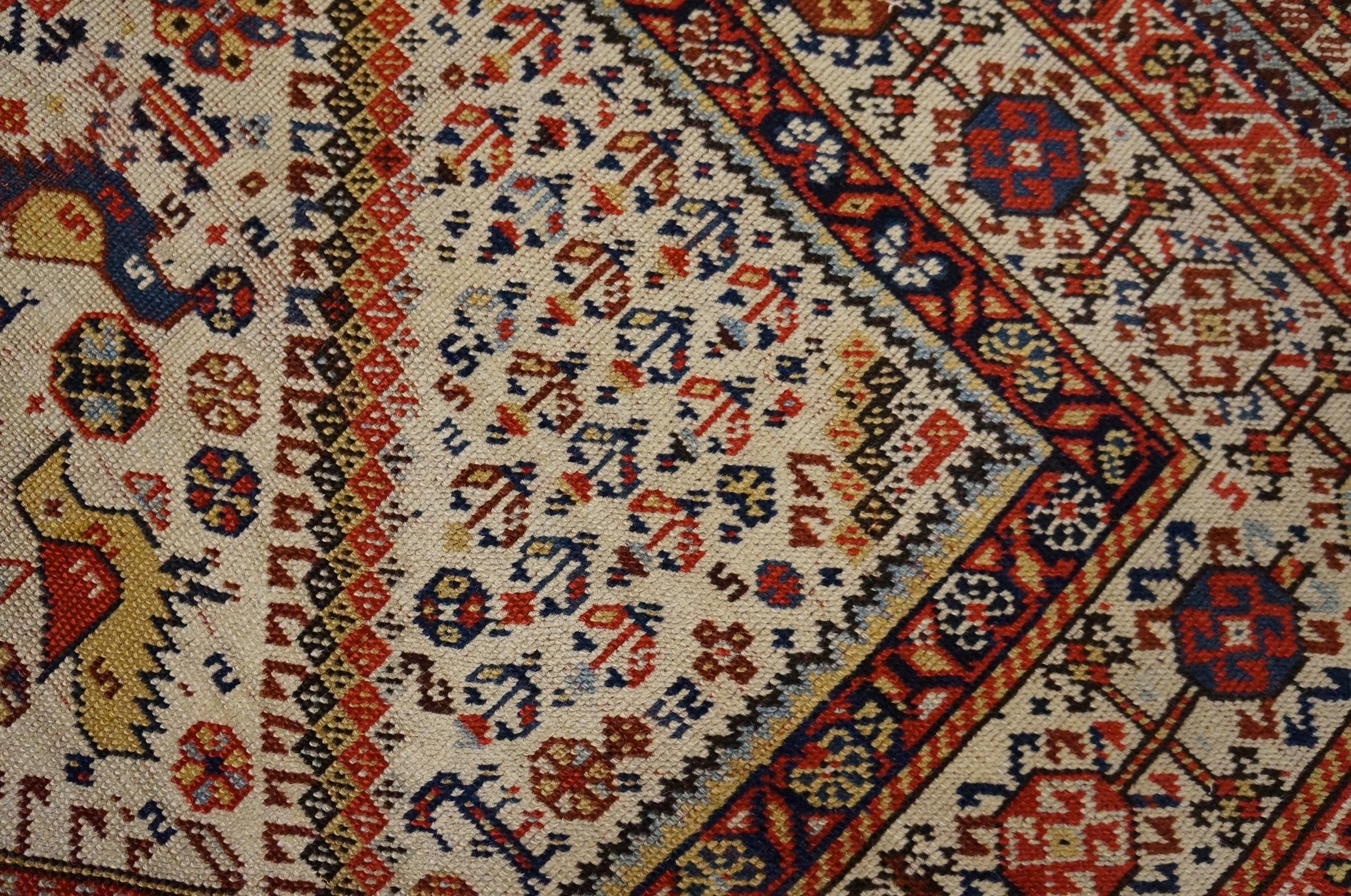 Tribal 19th Century S. Persian Ghashgaie Shekarlu Bird Rug ( 5'10