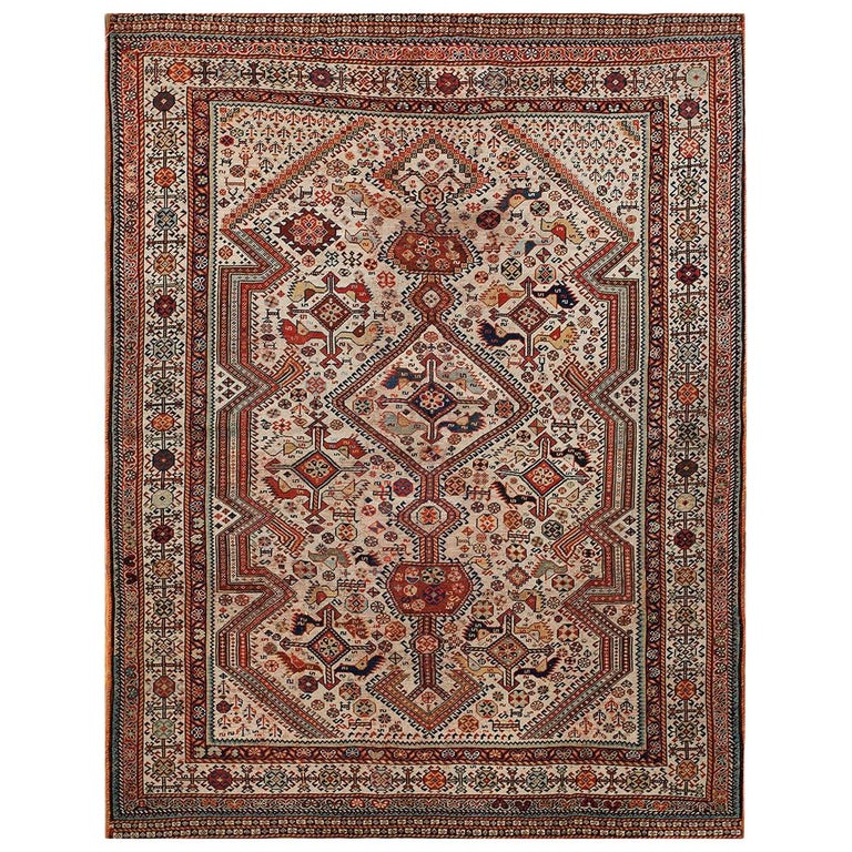 Antique Ghashgaie Persian Tribal Rug 5' 10" x 7' 8" For Sale at 1stDibs
