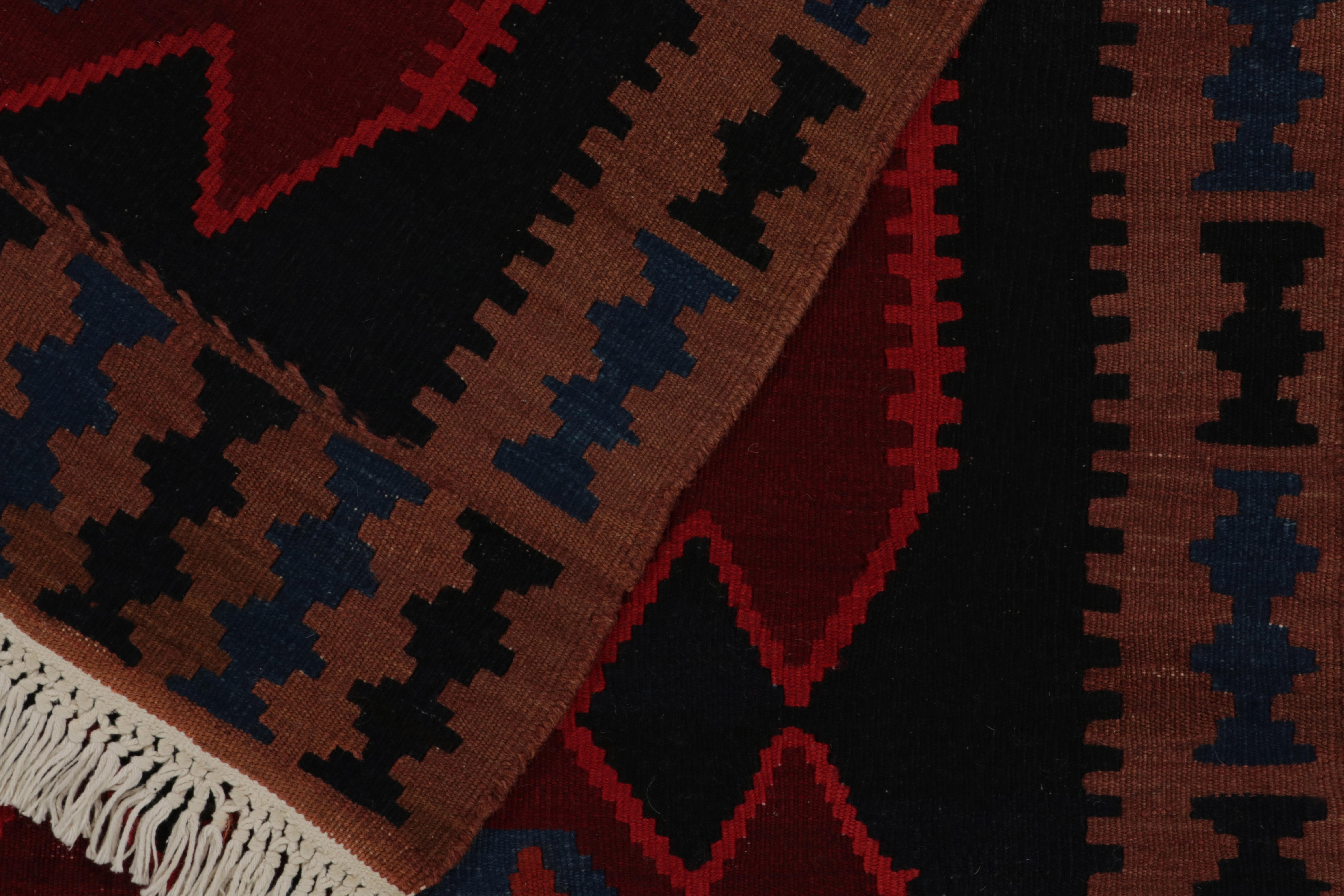 Vintage Ghazvin Kilim in Black with Red & Blue Geometric pattern by Rug & Kilim In Good Condition For Sale In Long Island City, NY