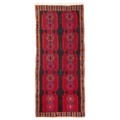 Antique Ghazvin Red and Blue Persian Wool Kilim Rug