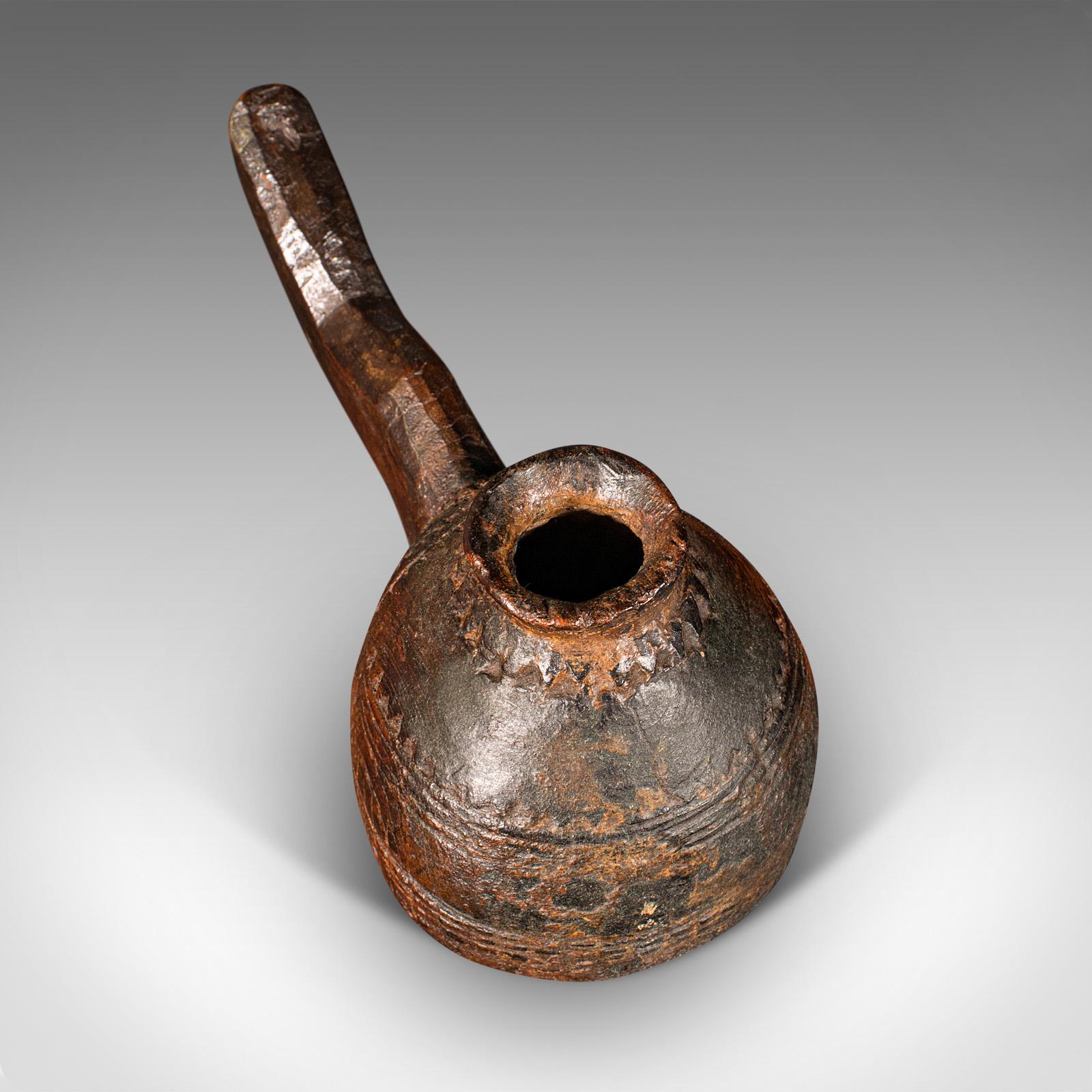 Antiker Ghee-Servierkrug, indisch, Stammeskunst, Libation-Tasse, Kerzenständer, viktorianisch im Angebot 1