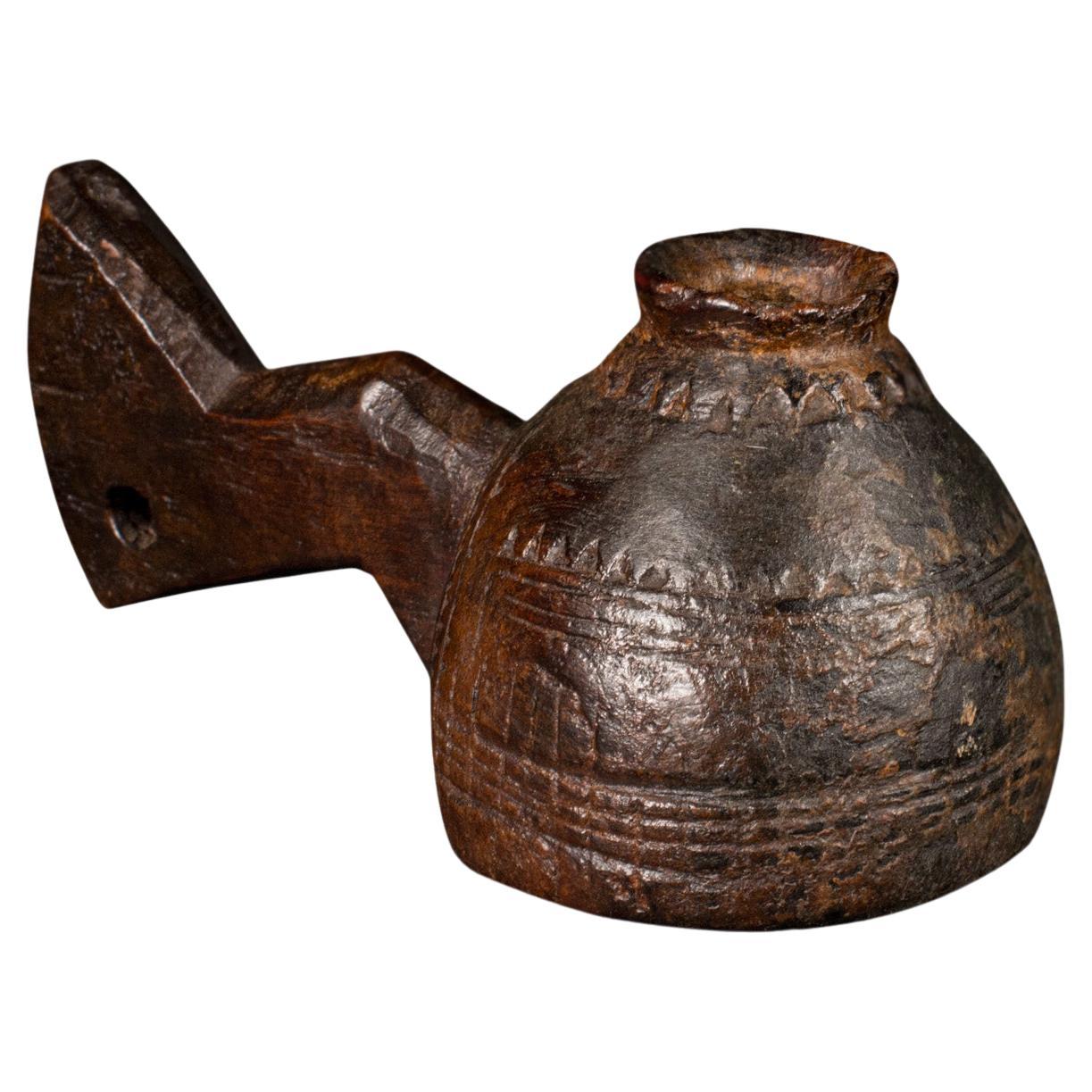 Antiker Ghee-Servierkrug, indisch, Stammeskunst, Libation-Tasse, Kerzenständer, viktorianisch