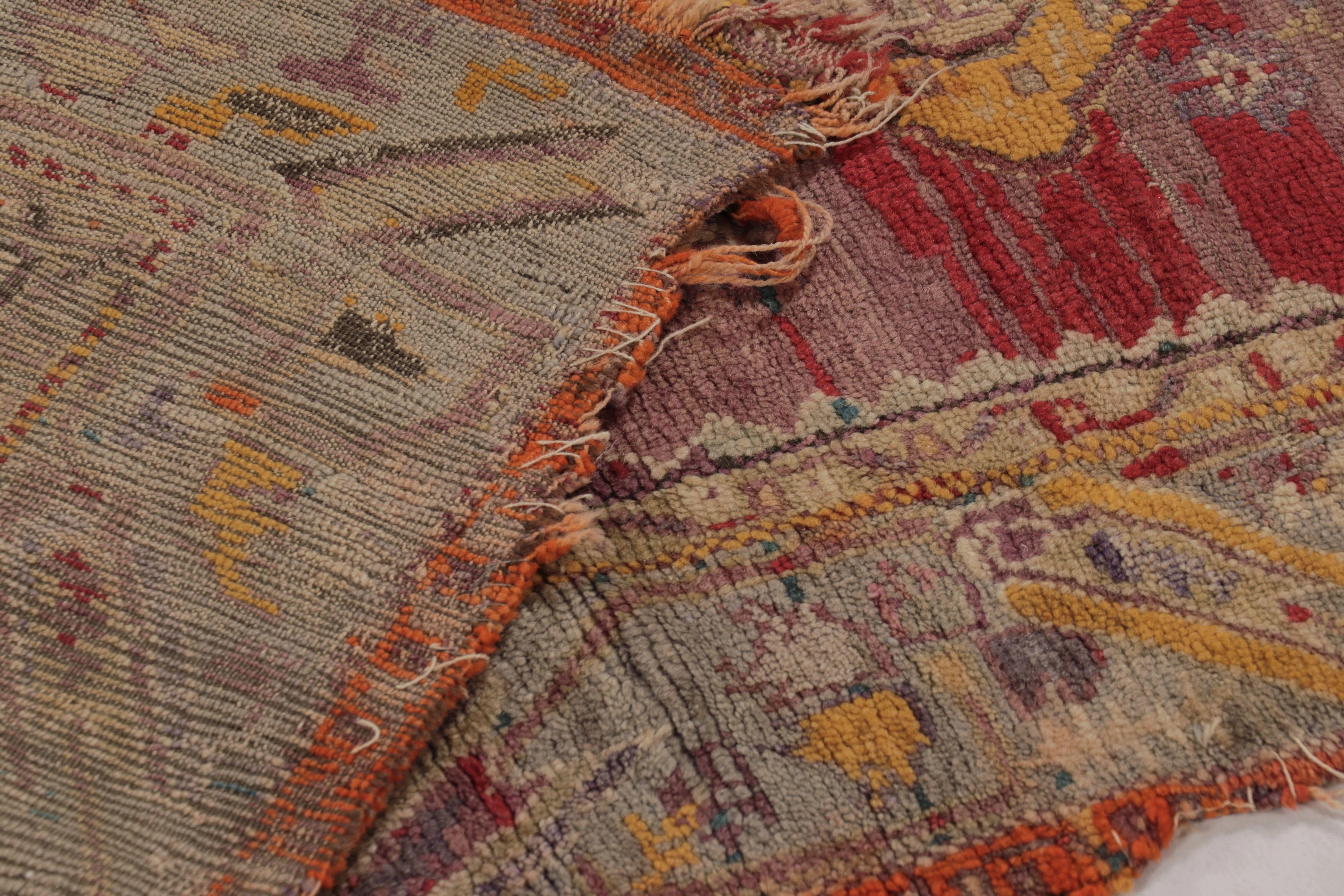 Antique Ghiordes Tapestry in BoldRuby and Sapphire Tribal Medallions-Rug & Kilim For Sale 1