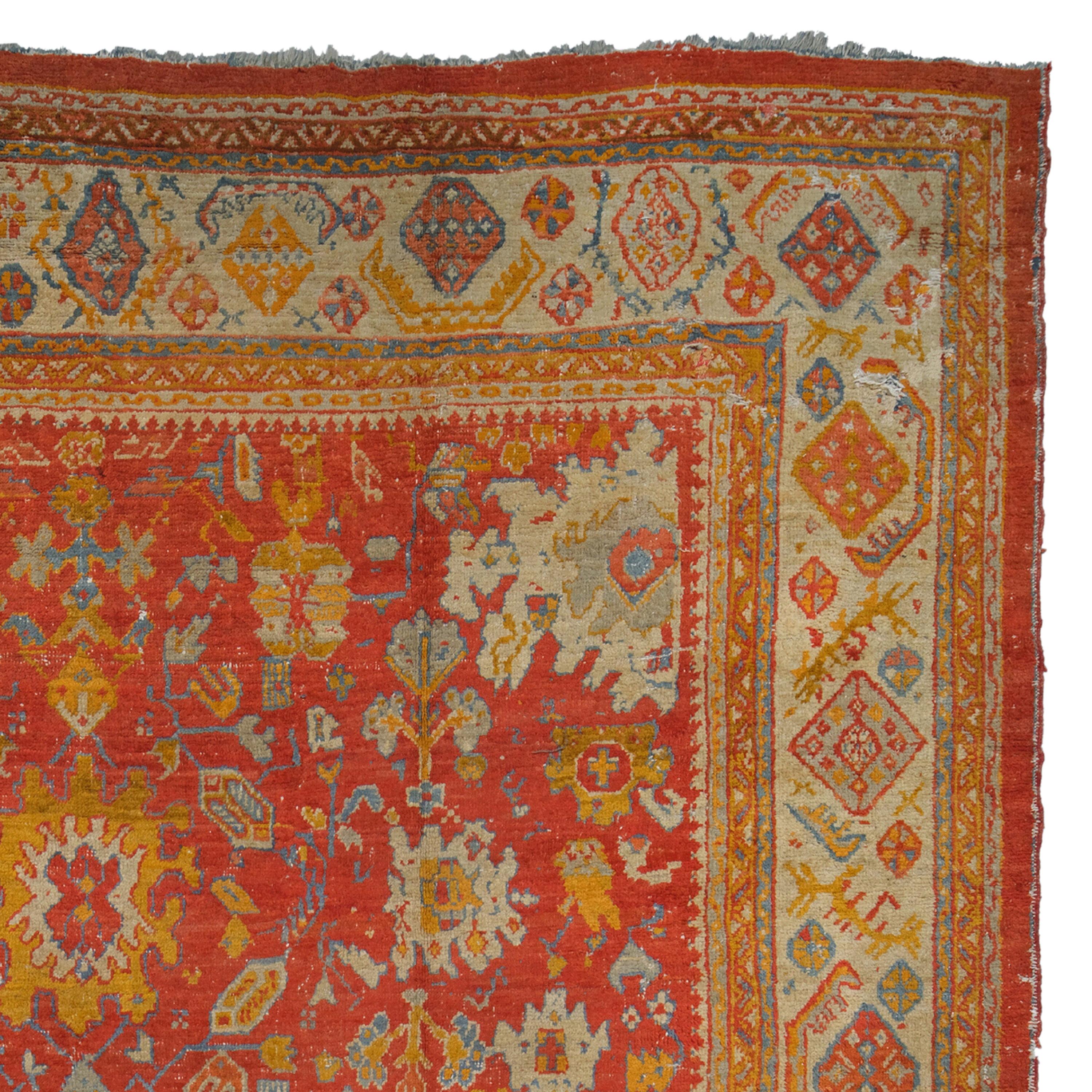 Wool Antique Ghiordes Carpet - Late of 19th Century Ghiordes Rug, Turkish Rug For Sale