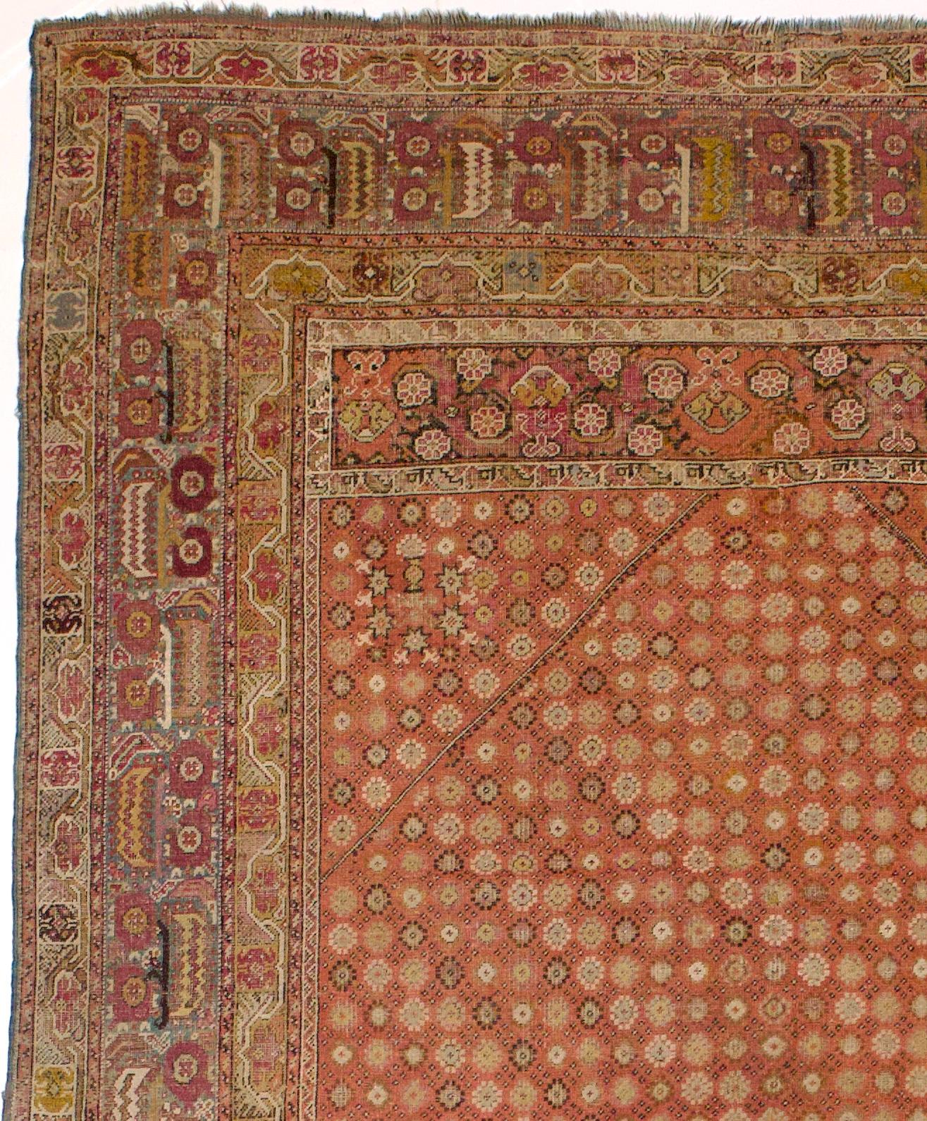 Antique Ghiordes Long Rug 6'7